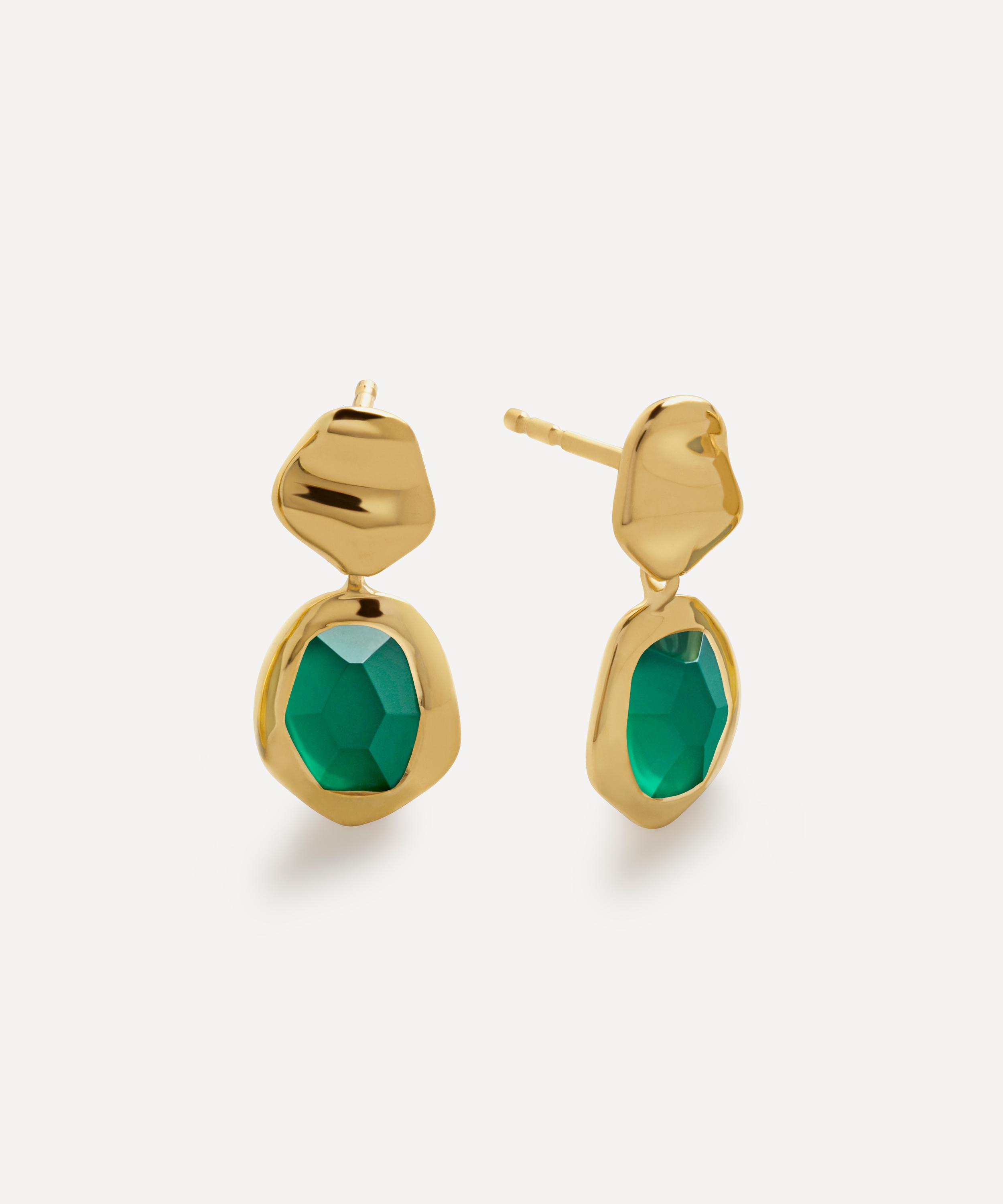 Monica Vinader - 18ct Gold-Plated Vermeil Silver Odyssey Gemstone Small Drop Earrings image number 0