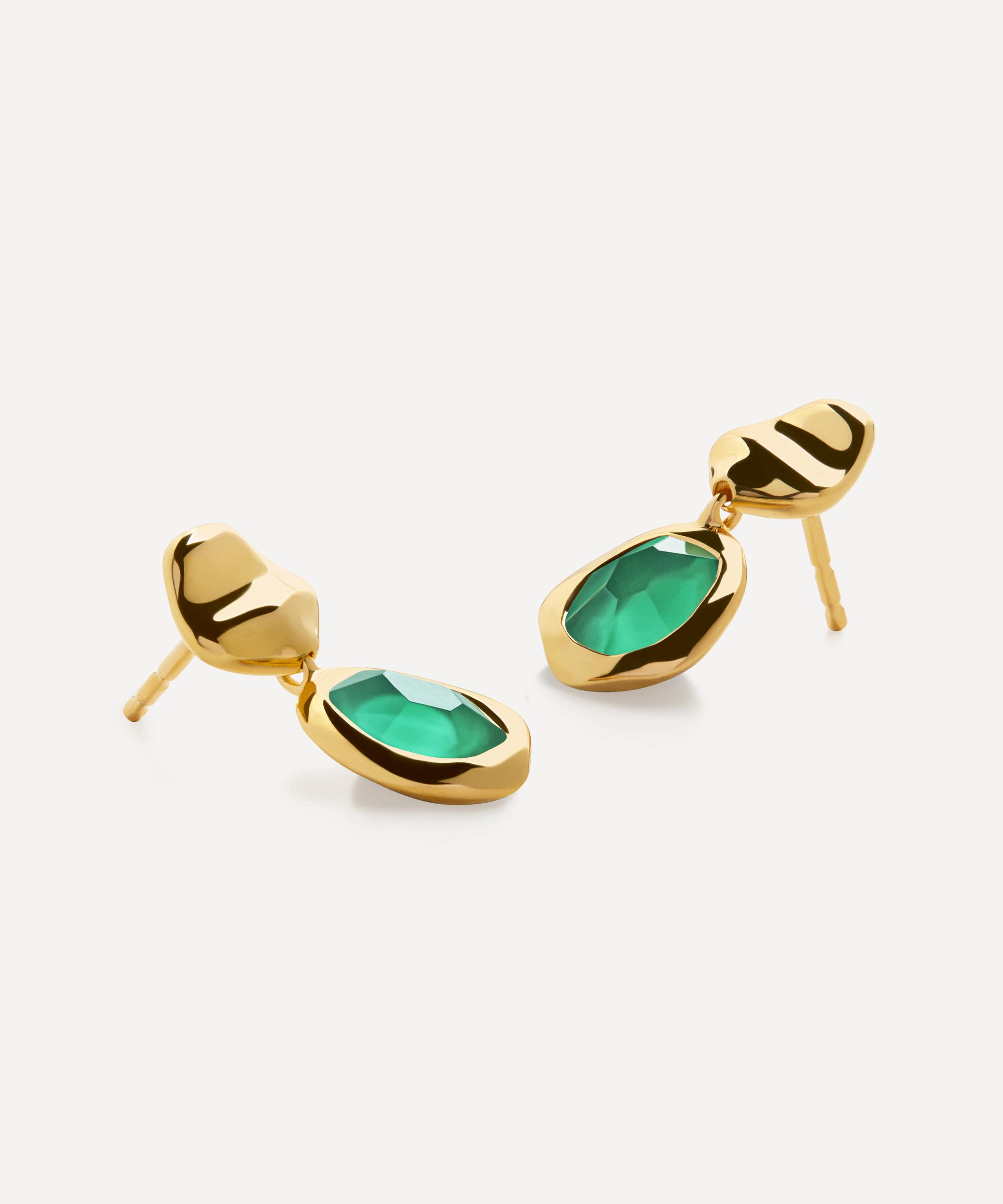 Monica Vinader - 18ct Gold-Plated Vermeil Silver Odyssey Gemstone Small Drop Earrings image number 1