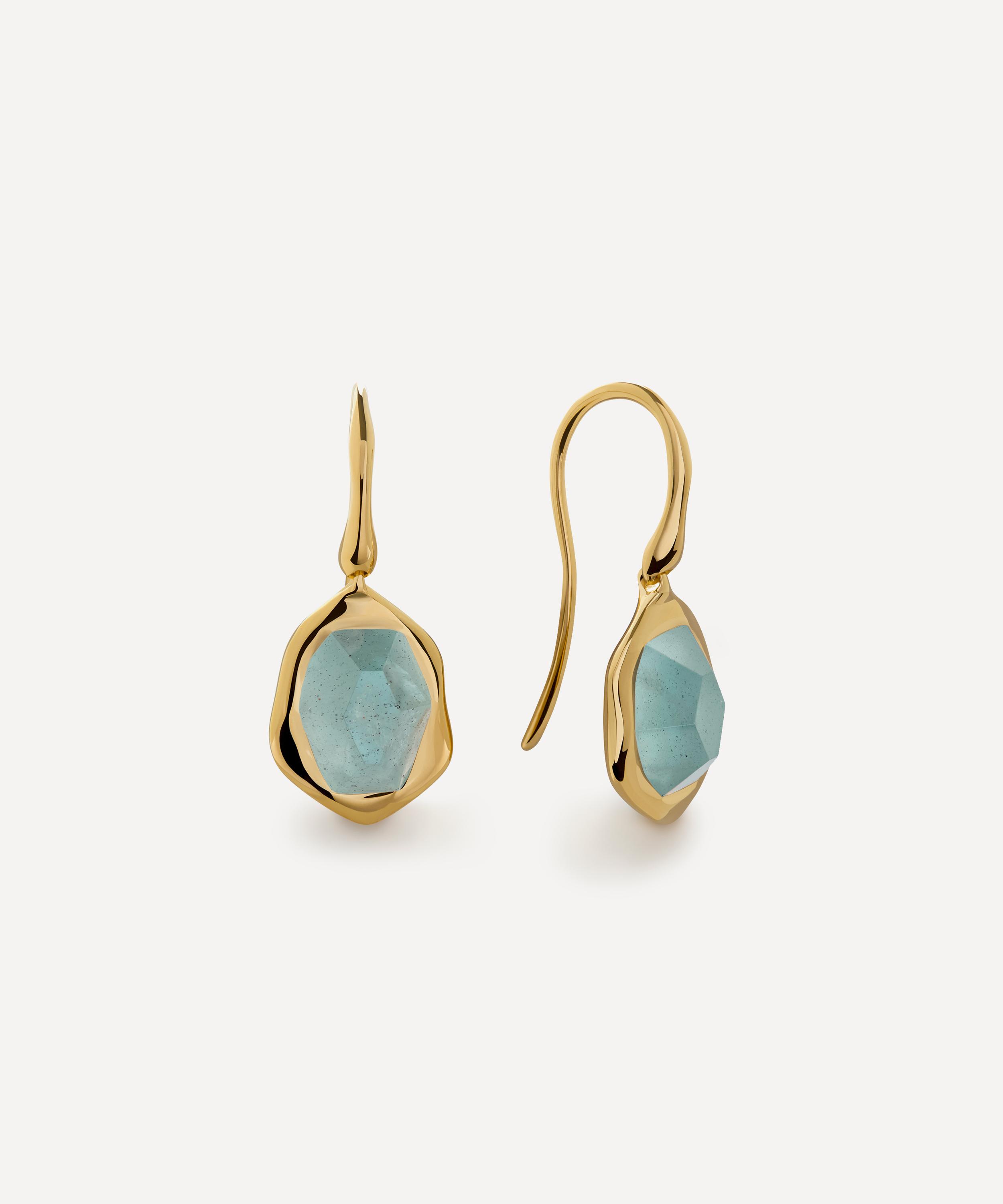 Monica Vinader - 18ct Gold-Plated Vermeil Silver Odyssey Gemstone Wire Drop Earrings image number 0