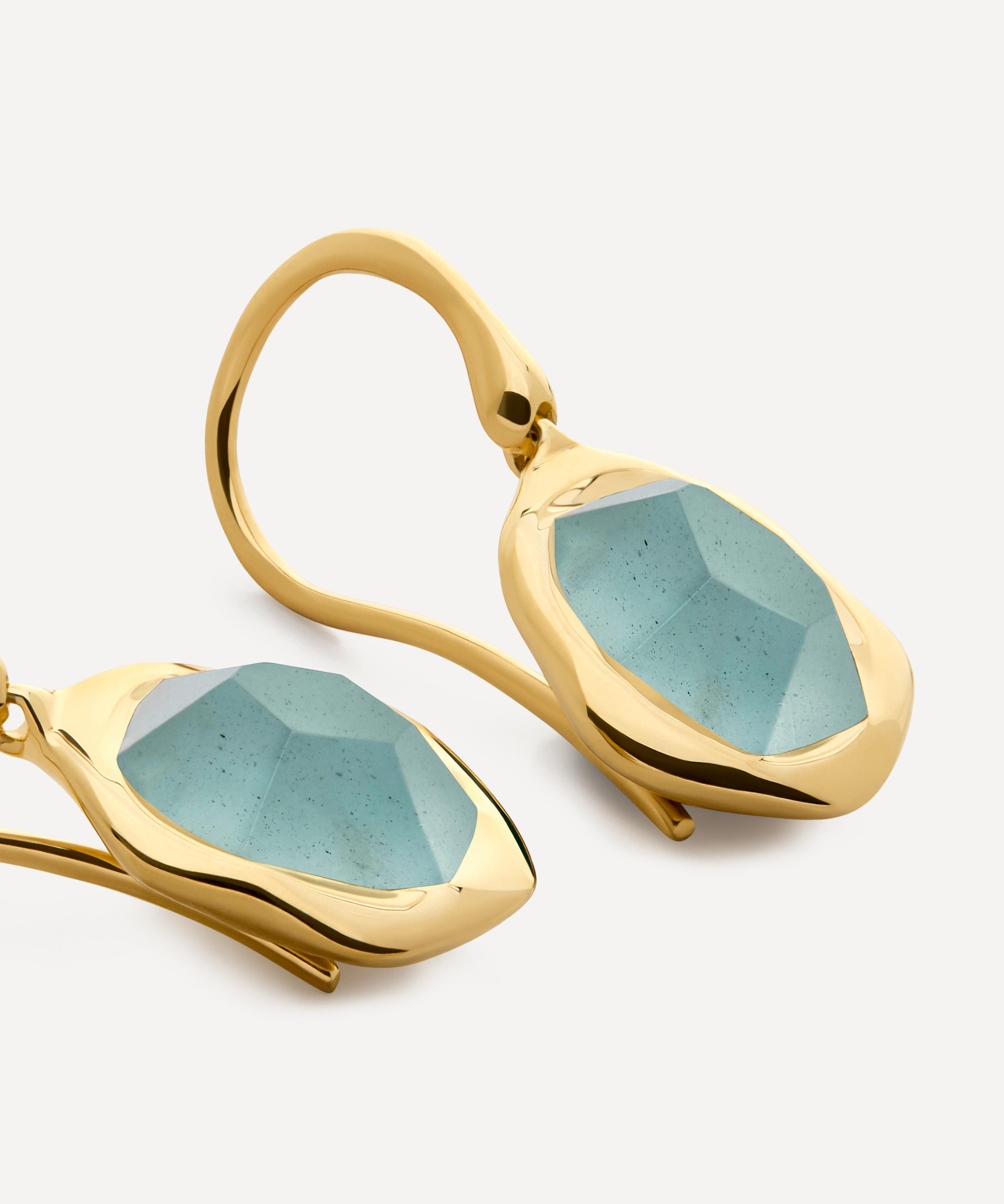 Monica Vinader - 18ct Gold-Plated Vermeil Silver Odyssey Gemstone Wire Drop Earrings image number 2