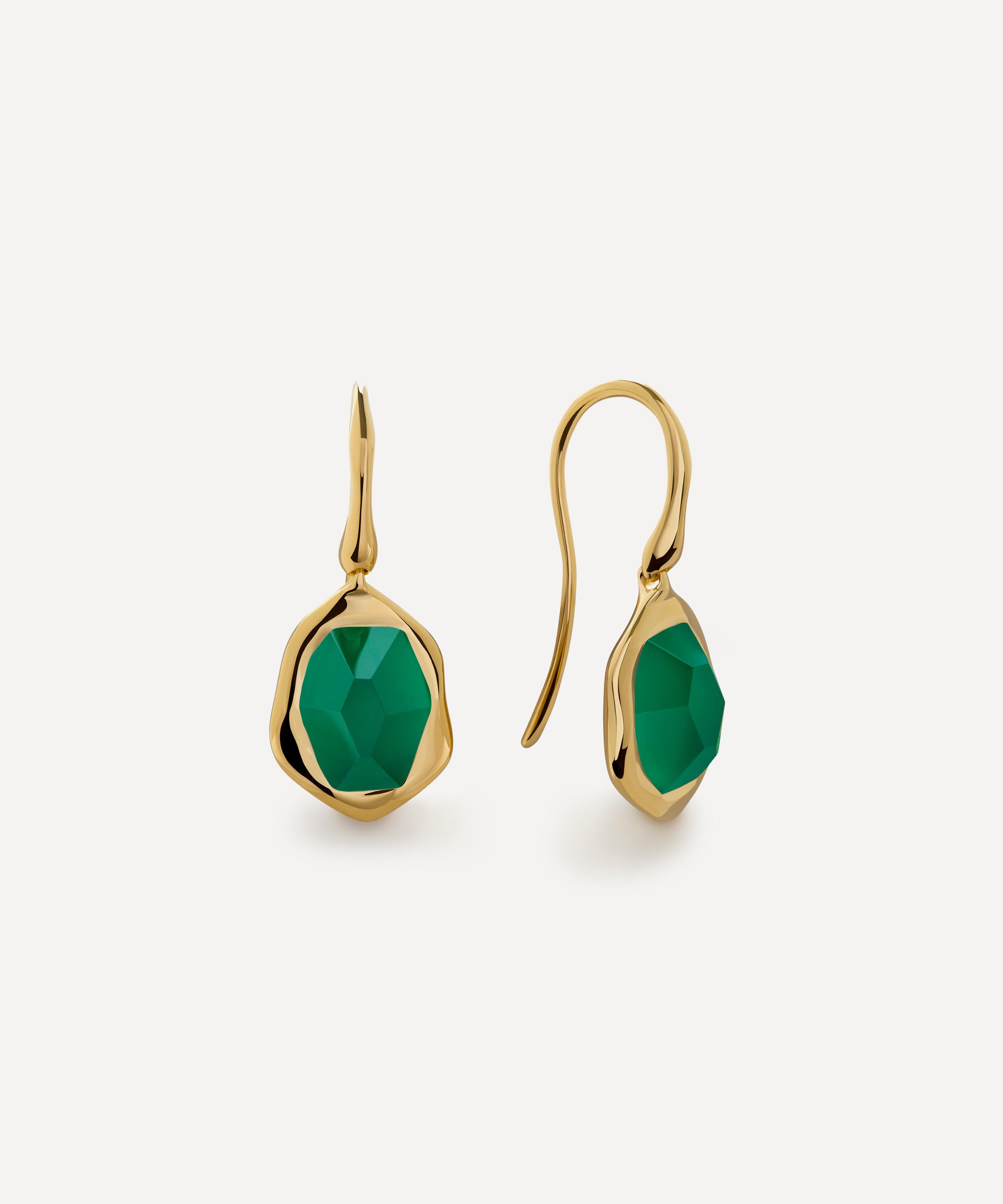 Monica Vinader - 18ct Gold-Plated Vermeil Silver Odyssey Gemstone Wire Drop Earrings image number 0