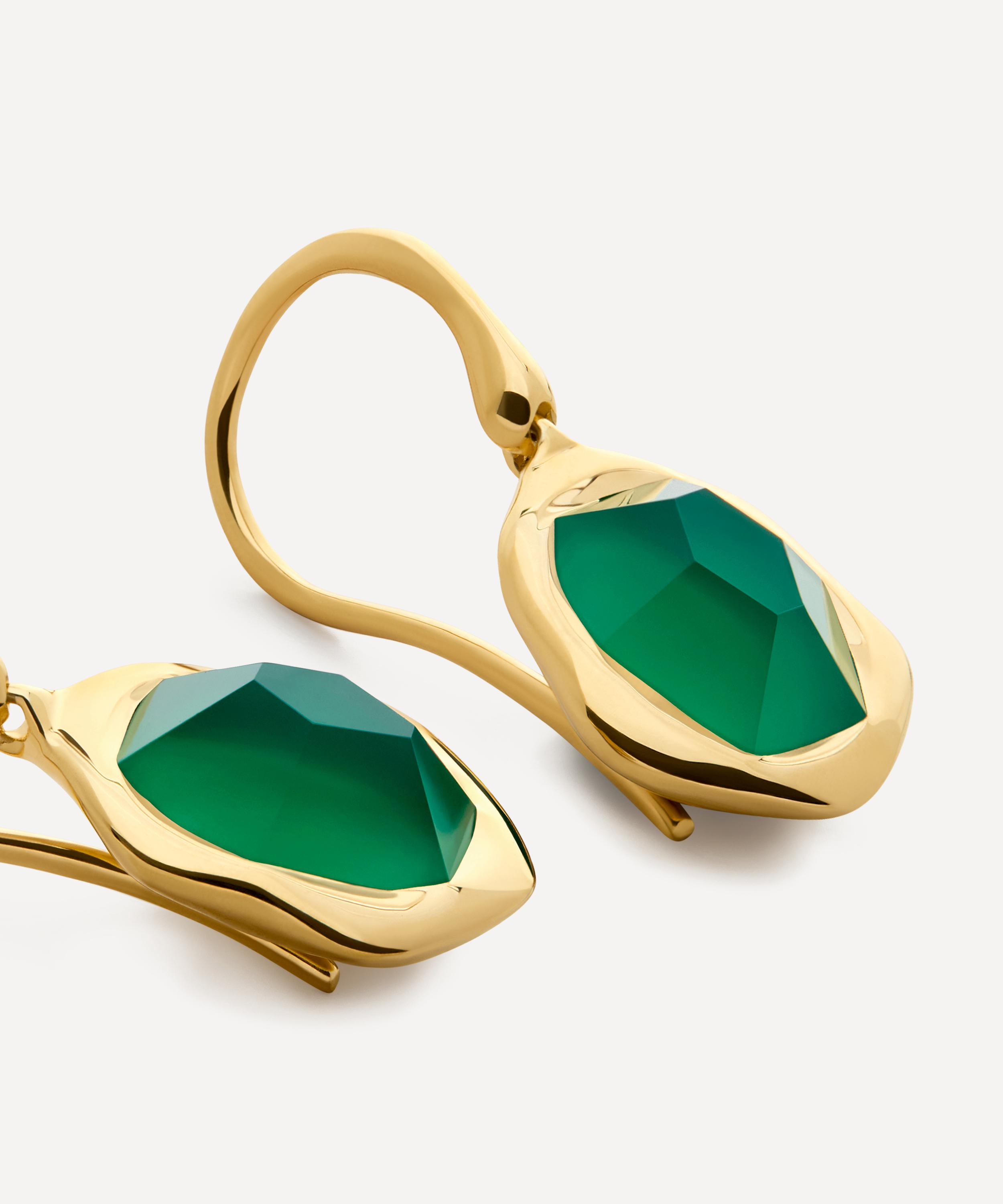 Monica Vinader - 18ct Gold-Plated Vermeil Silver Odyssey Gemstone Wire Drop Earrings image number 2