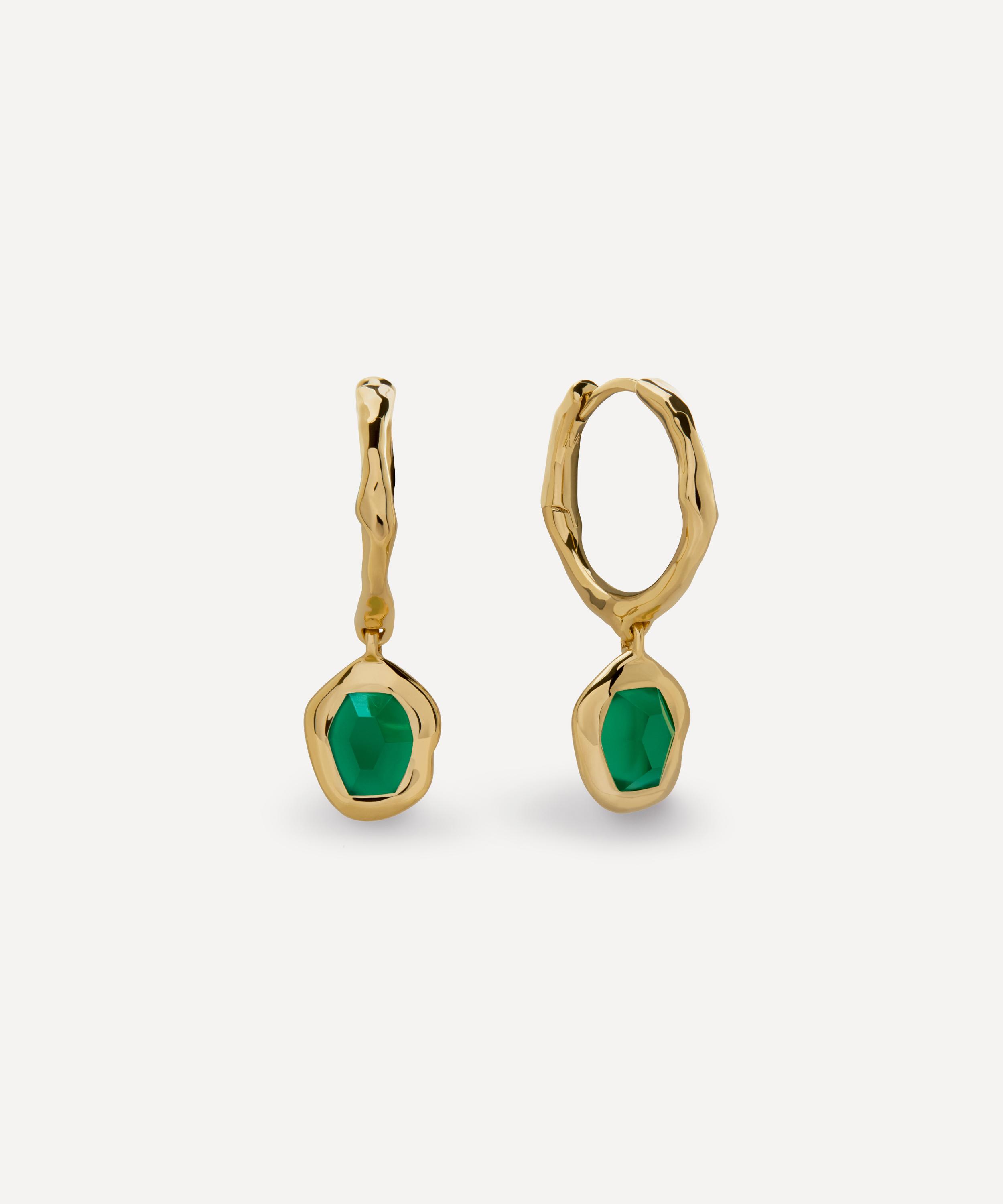Monica Vinader - 18ct Gold-Plated Vermeil Silver Odyssey Gemstone Huggie Hoop Earrings image number 0