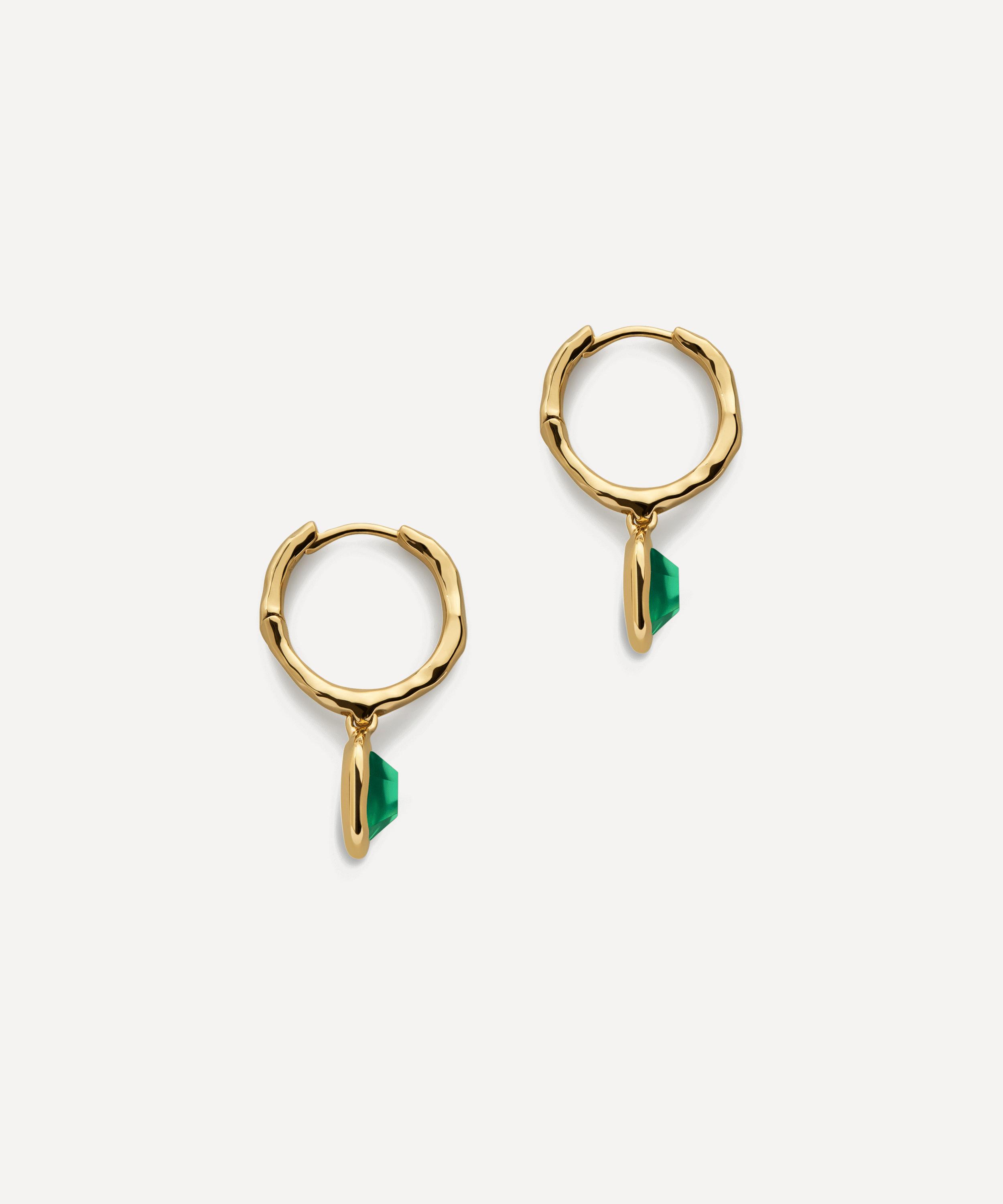 Monica Vinader - 18ct Gold-Plated Vermeil Silver Odyssey Gemstone Huggie Hoop Earrings image number 2