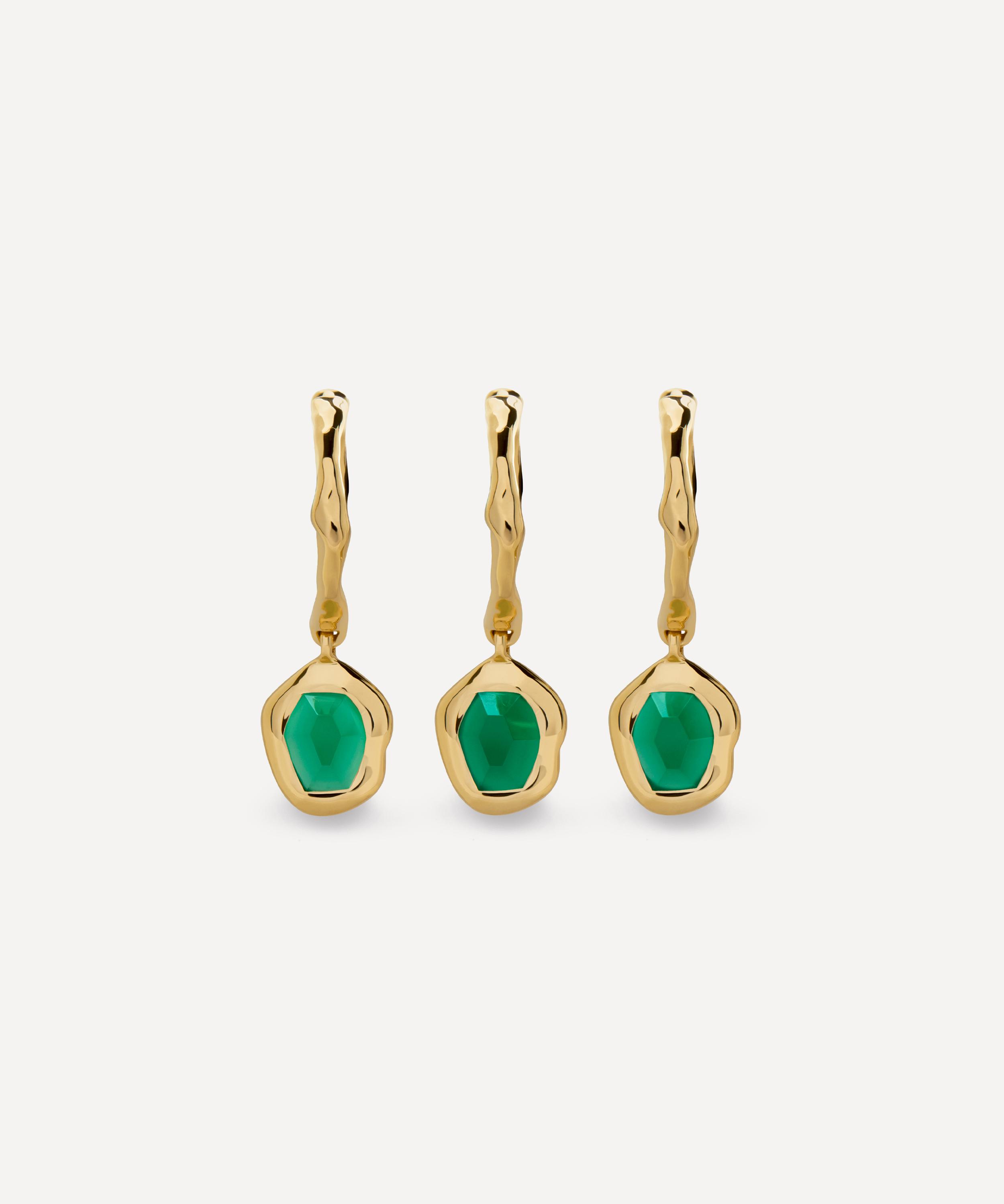 Monica Vinader - 18ct Gold-Plated Vermeil Silver Odyssey Gemstone Huggie Hoop Earrings image number 3