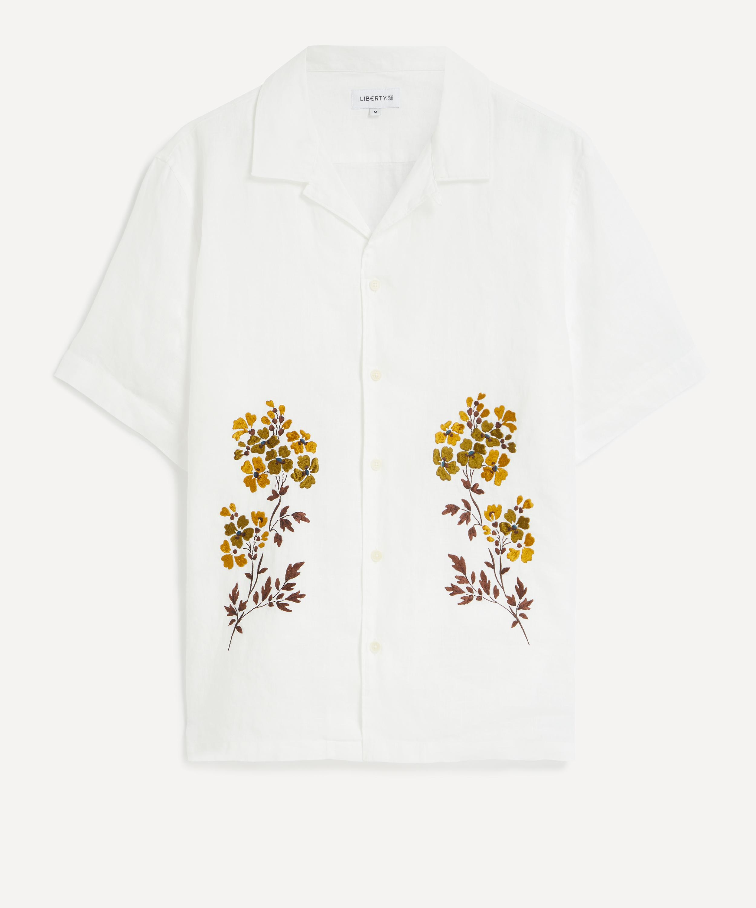 Liberty - Cuban Collar Hemp Shirt With Embroidery