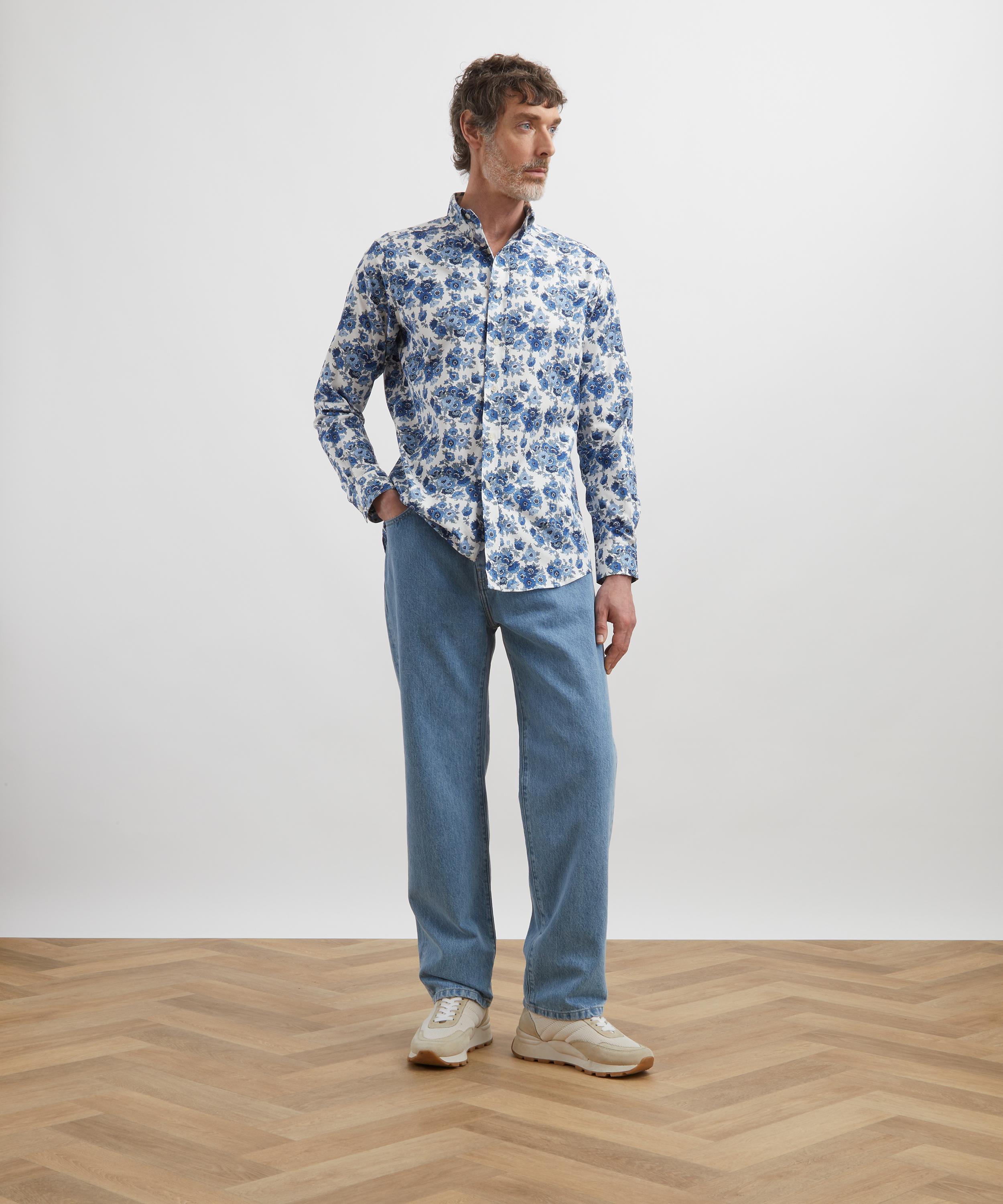 Liberty - Button-Down Regular Fit Cotton Shirt in Madeleine Anemone  image number 1