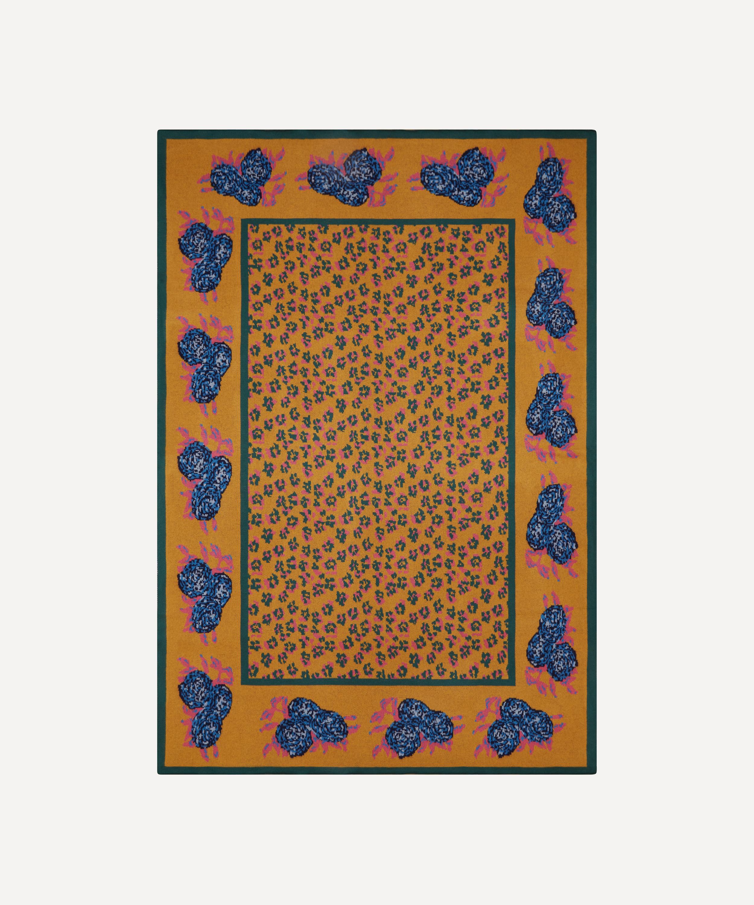 Lisa Corti - x Saved NY Leopard Gold Plaid Cashmere Throw image number 0