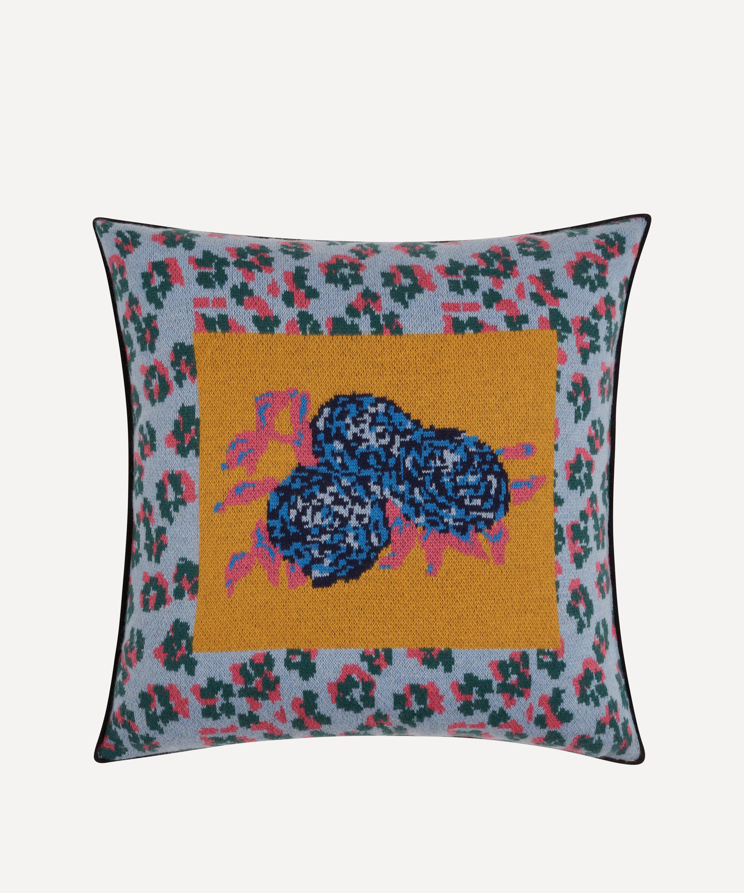 Lisa Corti - x Saved NY Leopard Gold Cashmere Cushion image number 0