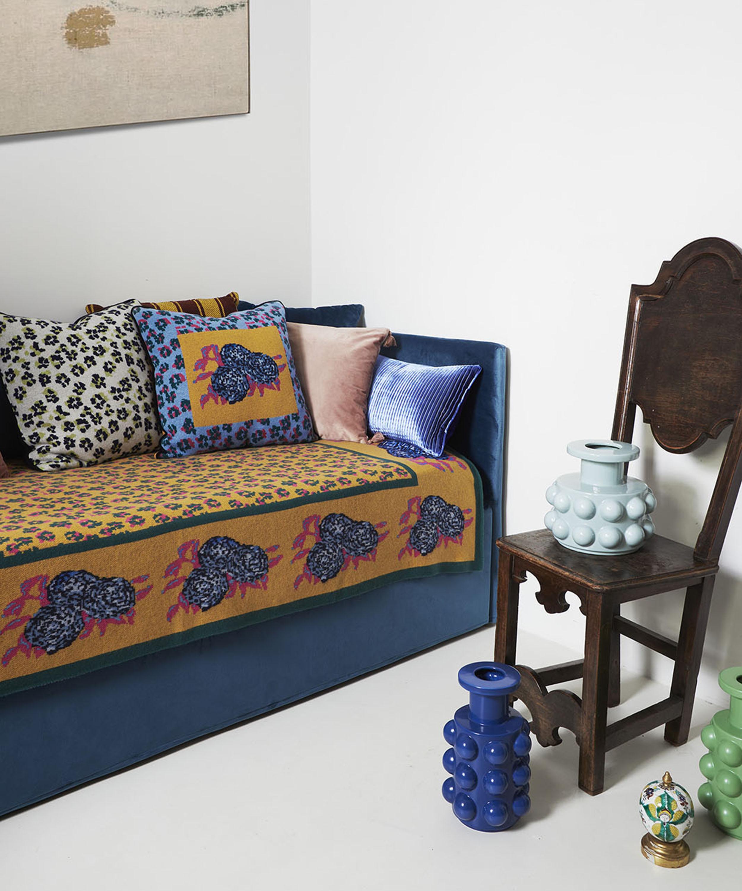 Lisa Corti - x Saved NY Leopard Gold Cashmere Cushion image number 2