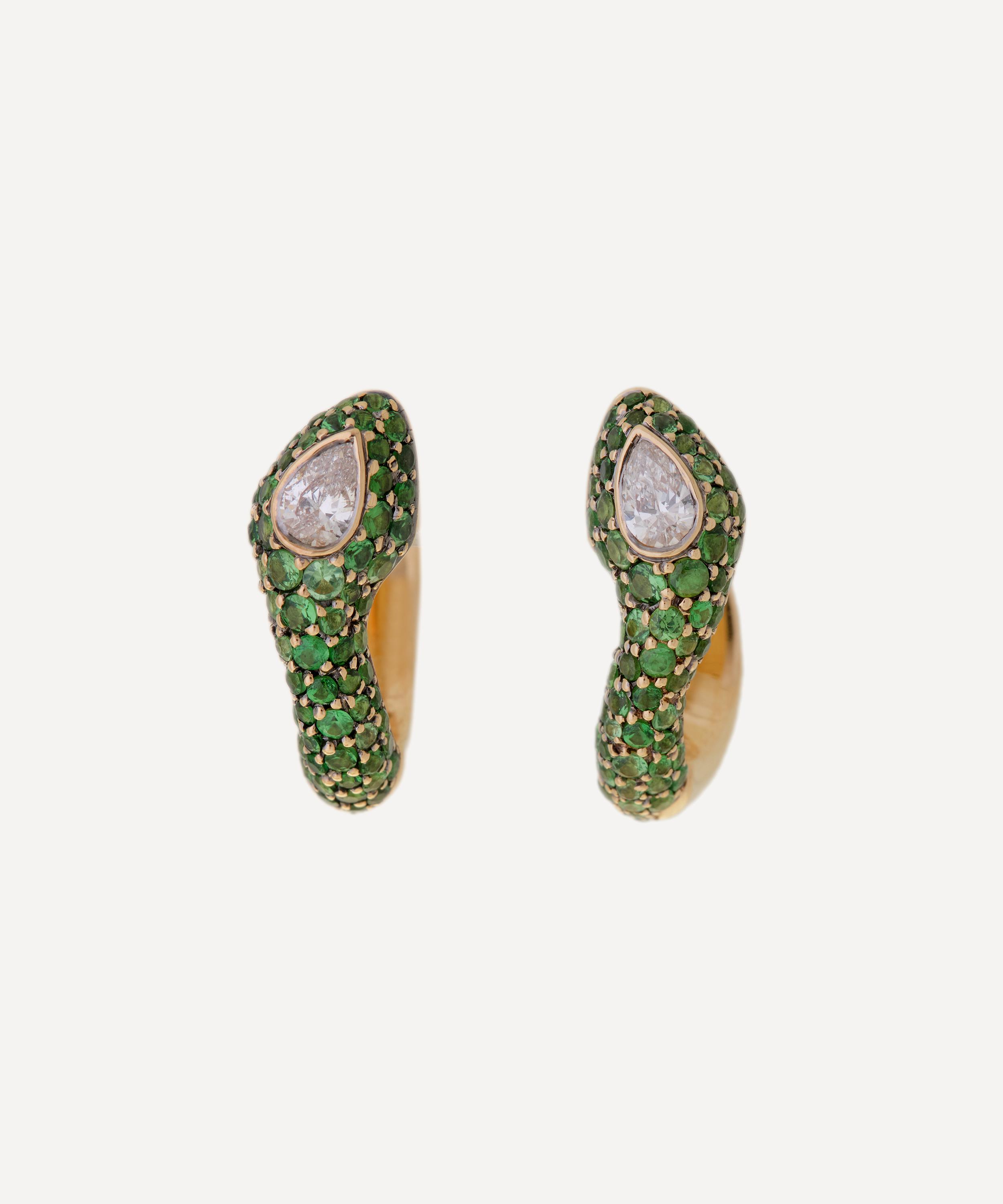 Selim Mouzannar - 18ct Gold Basilik Tsavorite and Diamond Earrings image number 0