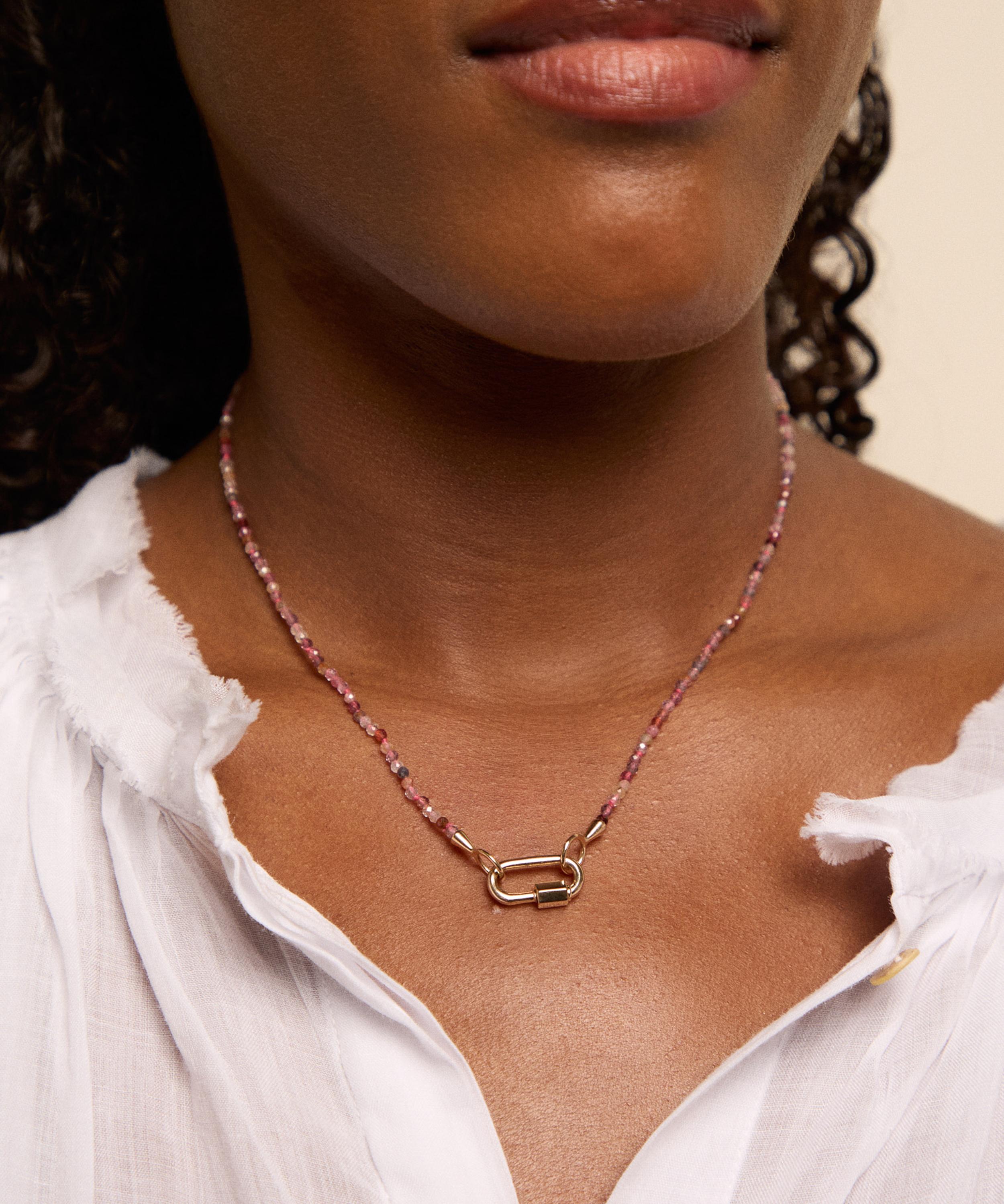 Marla Aaron - 14ct Gold Itty Bitty Pink Spinel Necklace image number 1