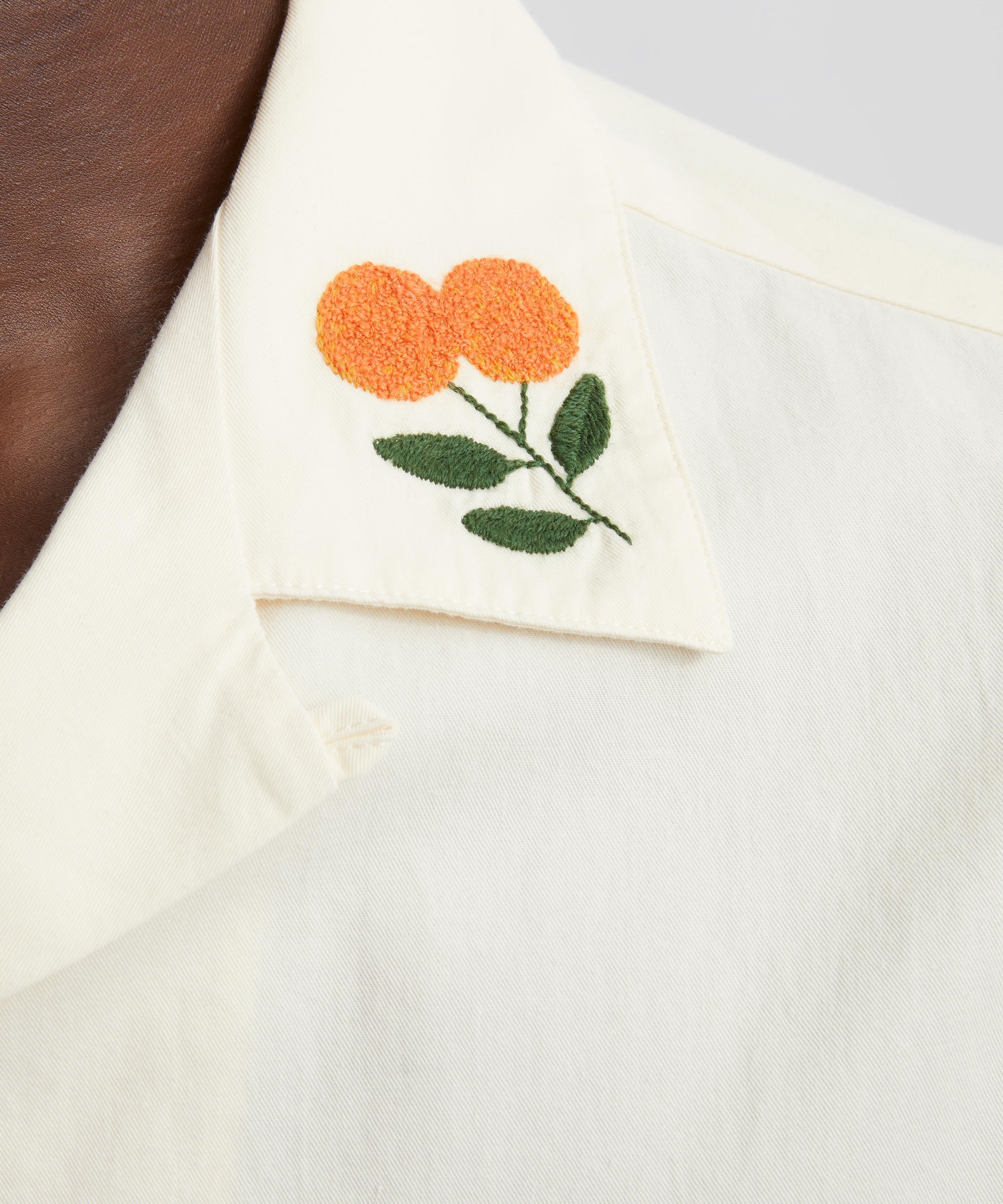 Portuguese Flannel - Embroidery Flowers Convertible Collar Cotton Shirt image number 4