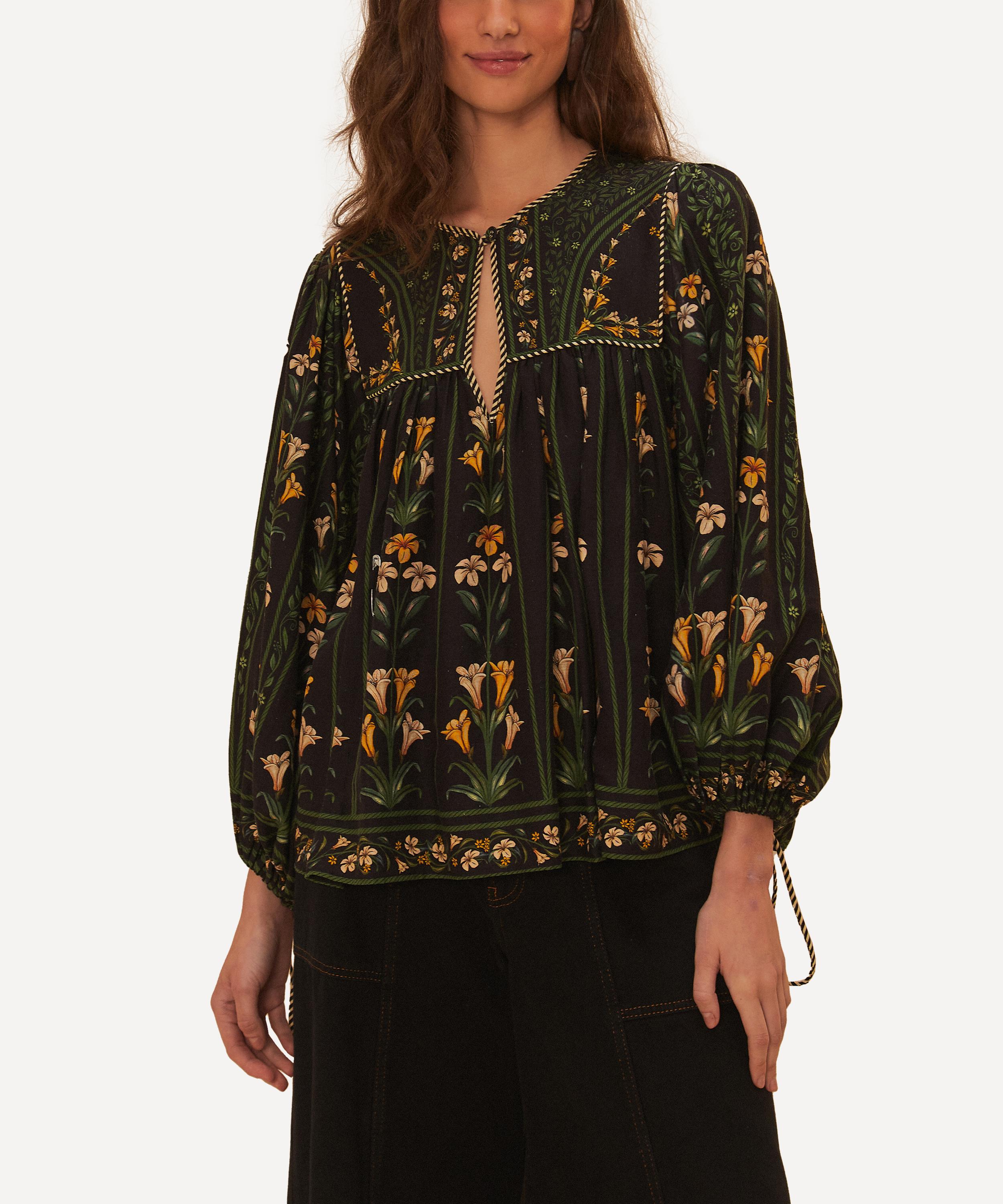 FARM Rio - Black Flowers Arch Blouse image number 1