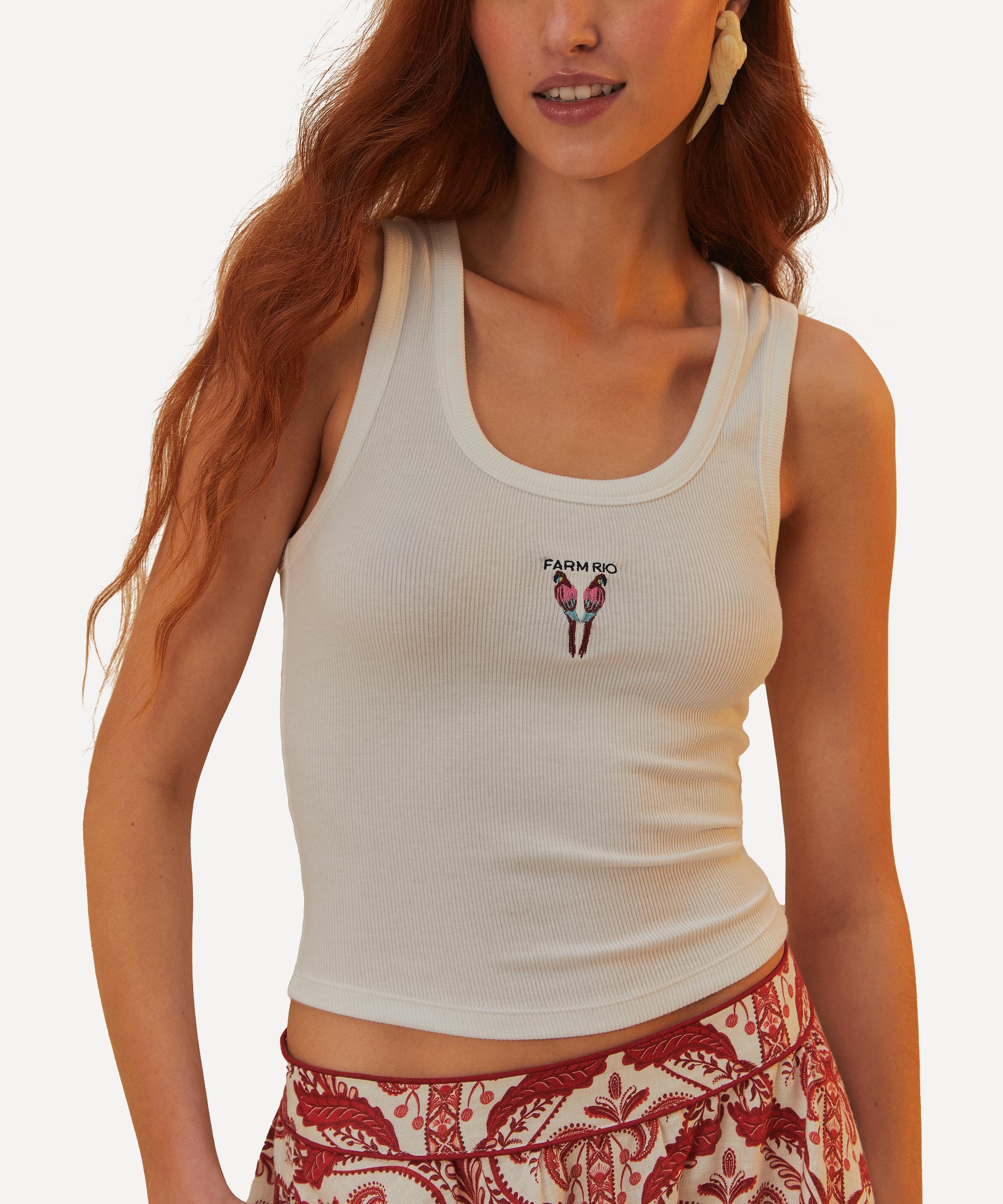 FARM Rio - Off-White Embroidered Tank Top image number 3