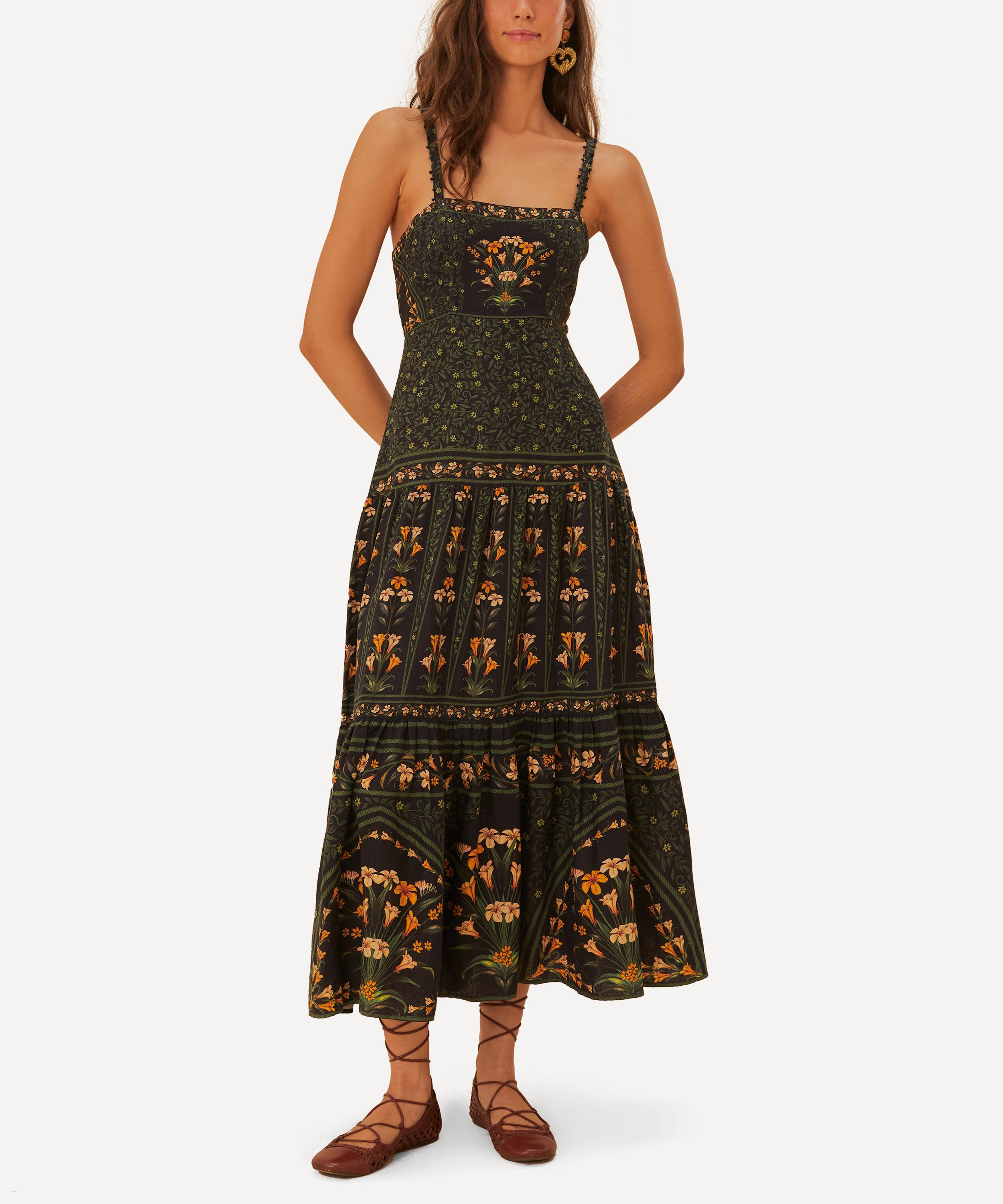 FARM Rio - Black Flowers Arch Sleeveless Maxi Dress image number 0
