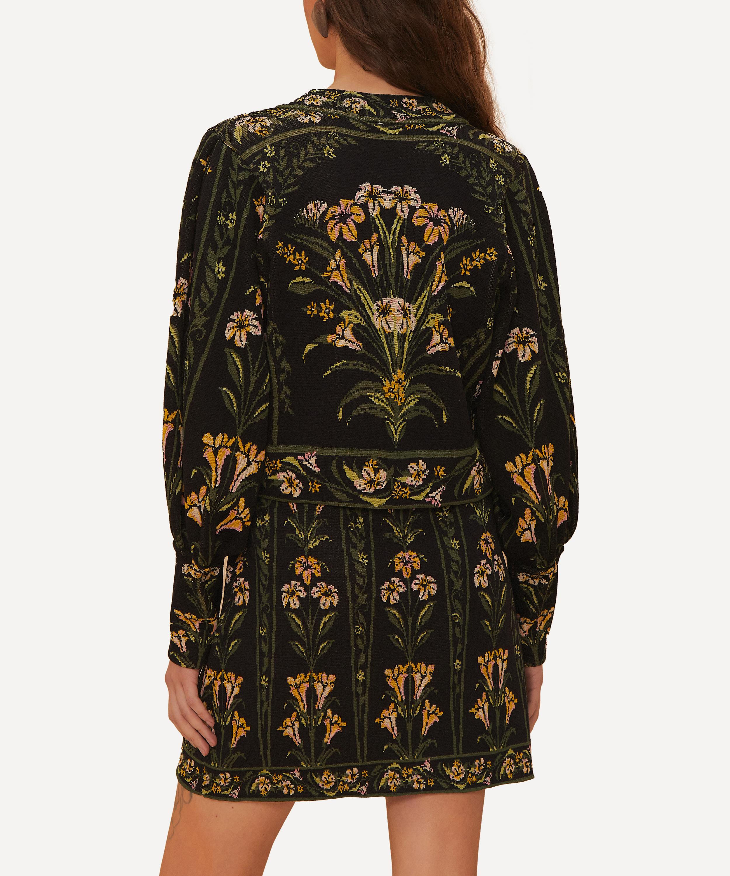 FARM Rio - Black Flowers Arch Knit Cardigan image number 2