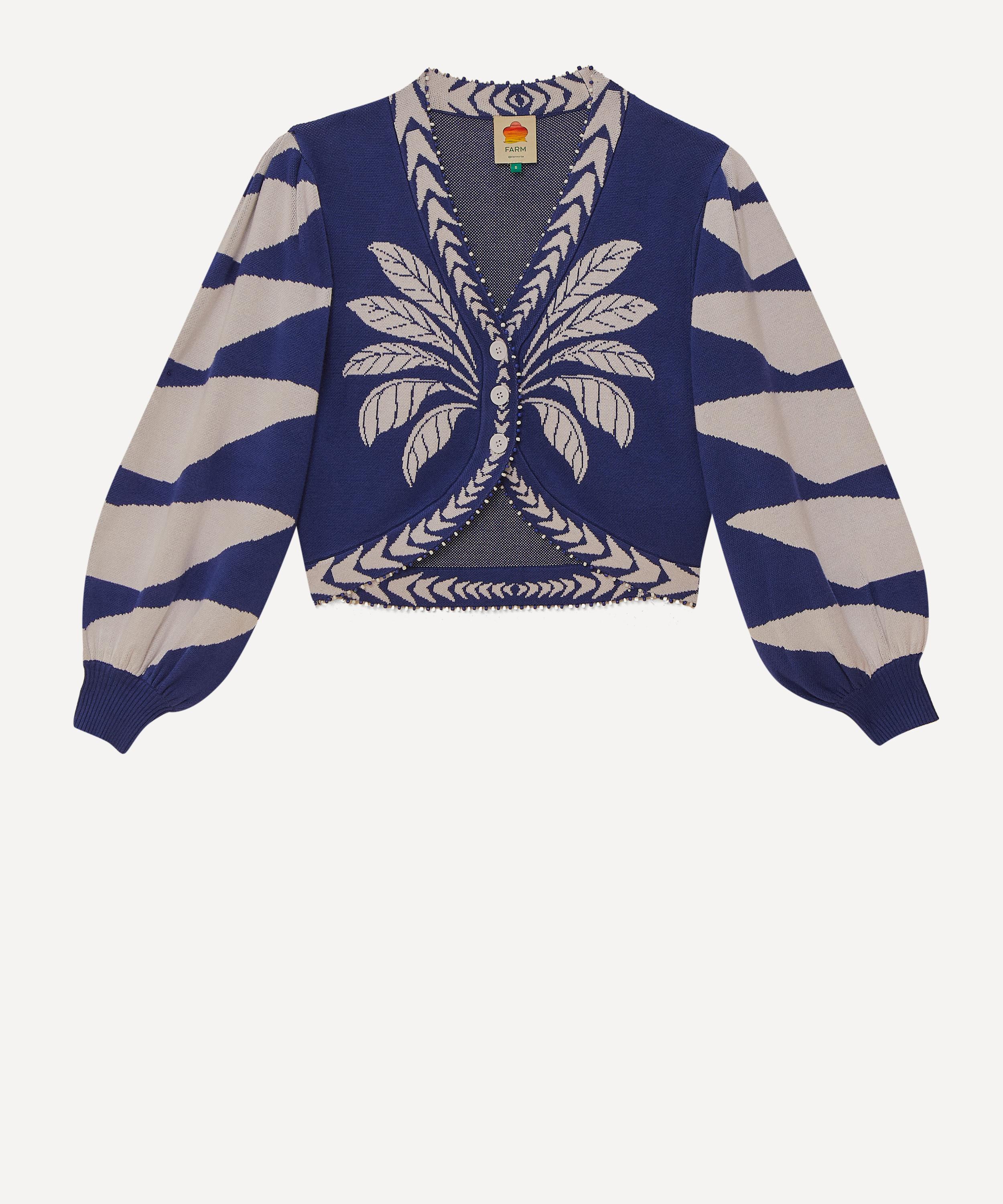 FARM Rio - Blue Palms Graphic Knit Cardigan image number 0