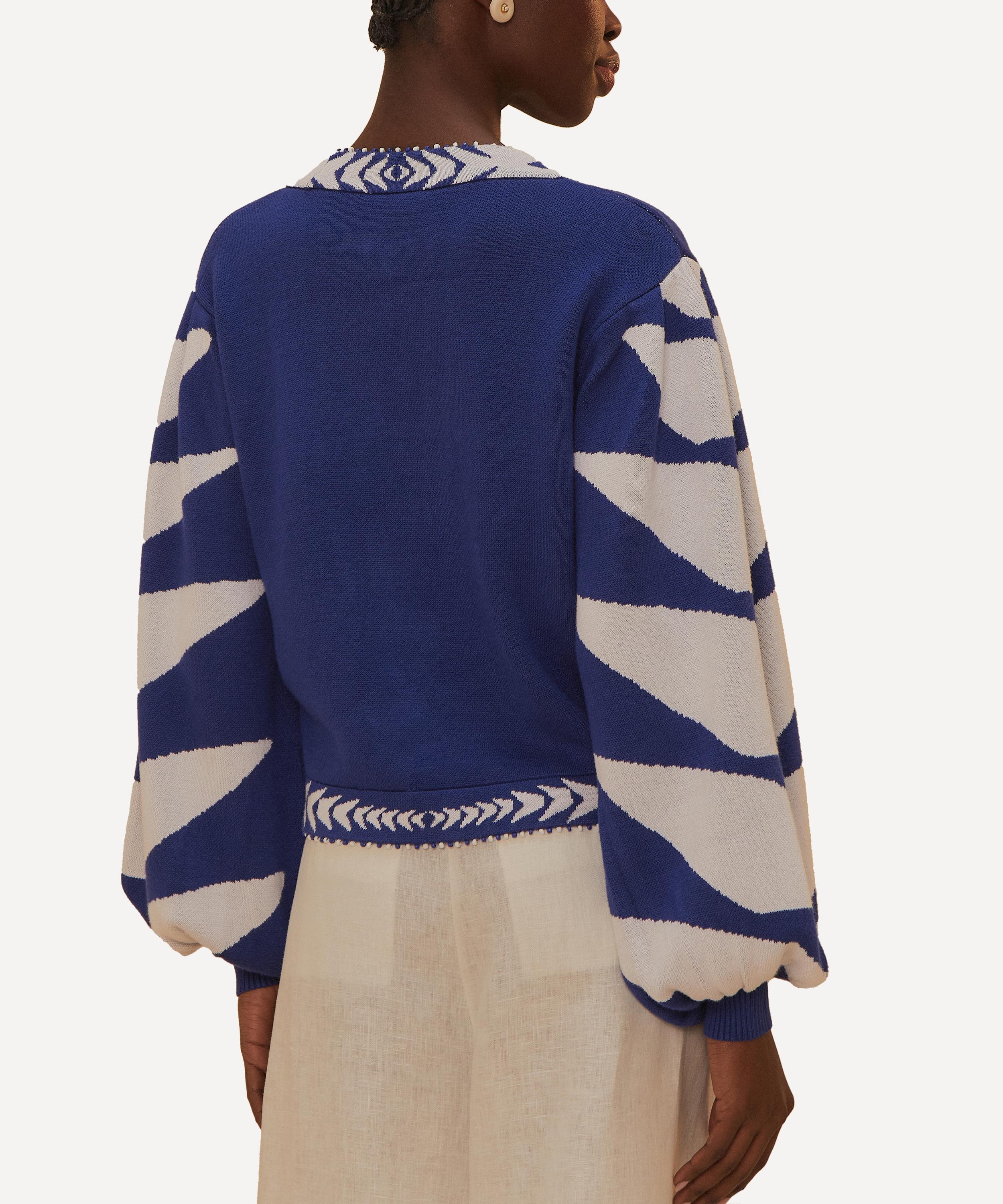 FARM Rio - Blue Palms Graphic Knit Cardigan image number 2