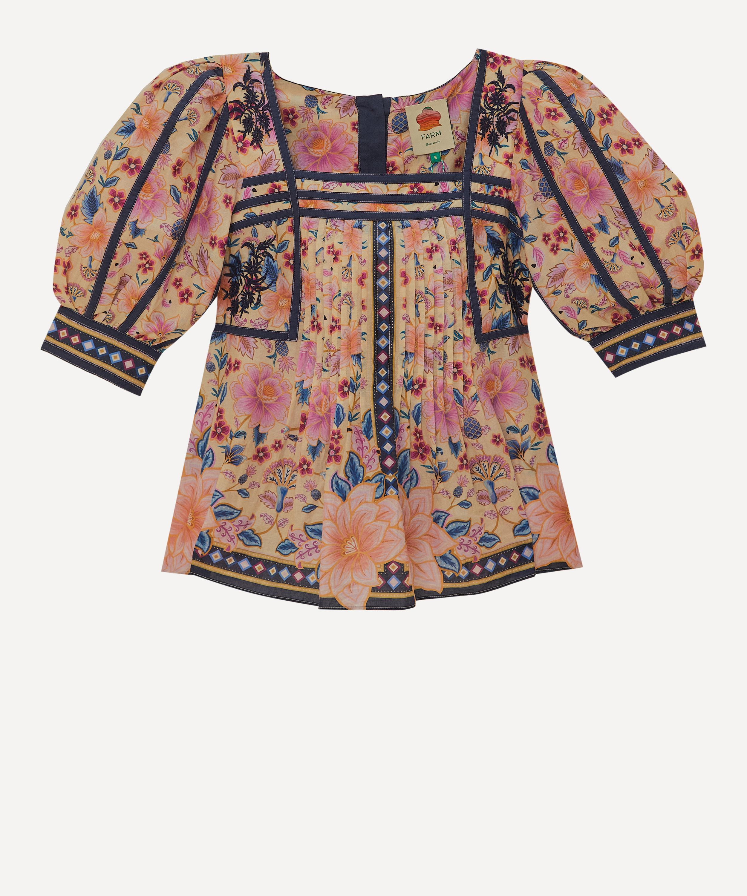 FARM Rio - Superbloom Tapestry Puff Sleeve Blouse image number 0