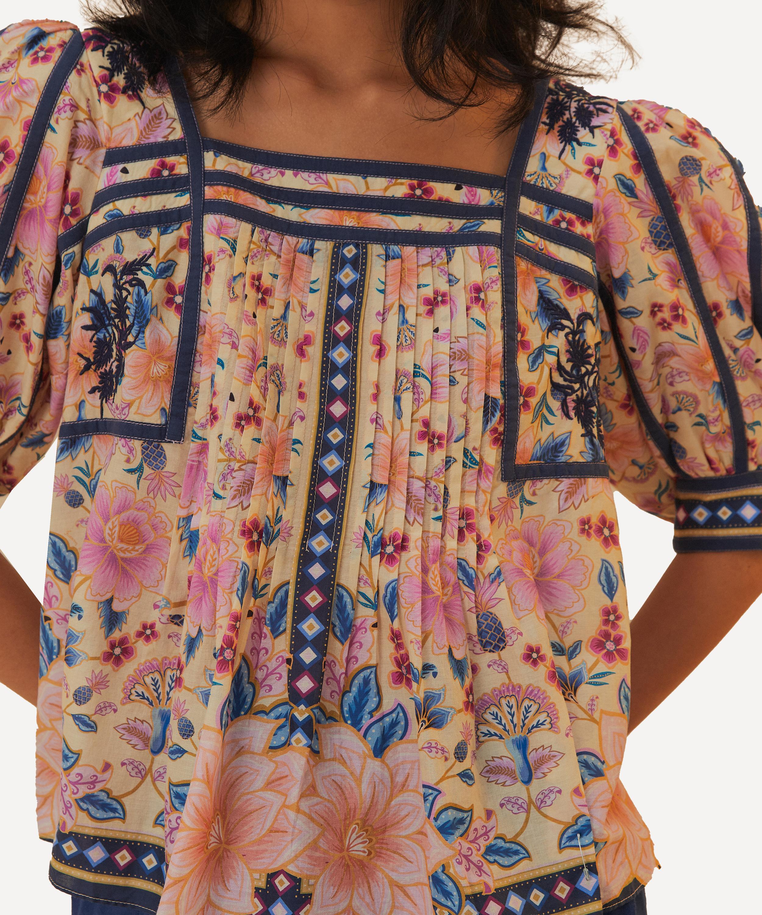 FARM Rio - Superbloom Tapestry Puff Sleeve Blouse image number 1