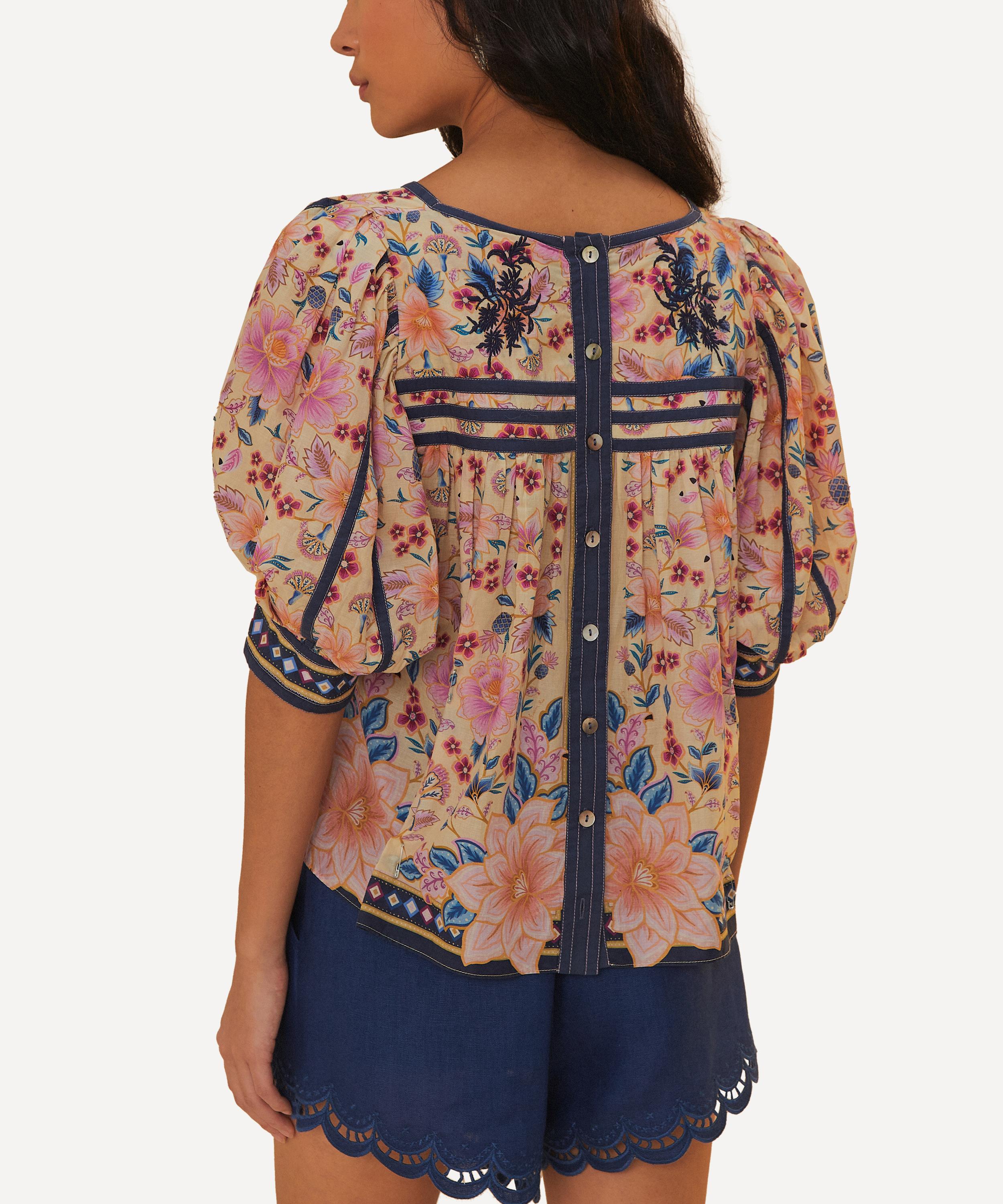 FARM Rio - Superbloom Tapestry Puff Sleeve Blouse image number 3
