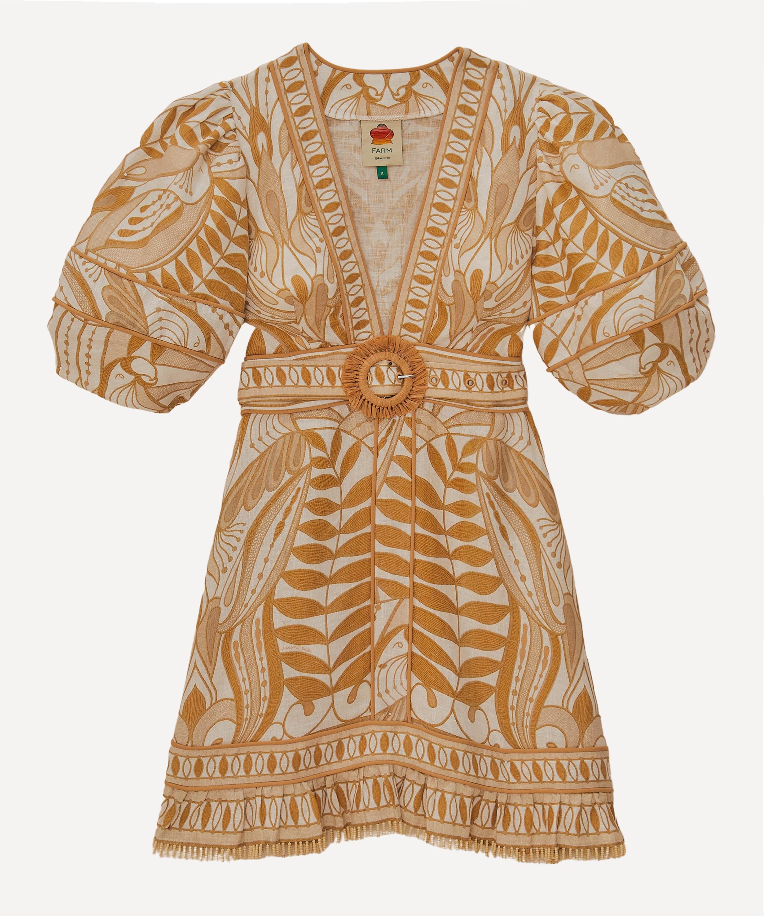 FARM Rio - Off-White Lace Nature Mini Dress image number 0