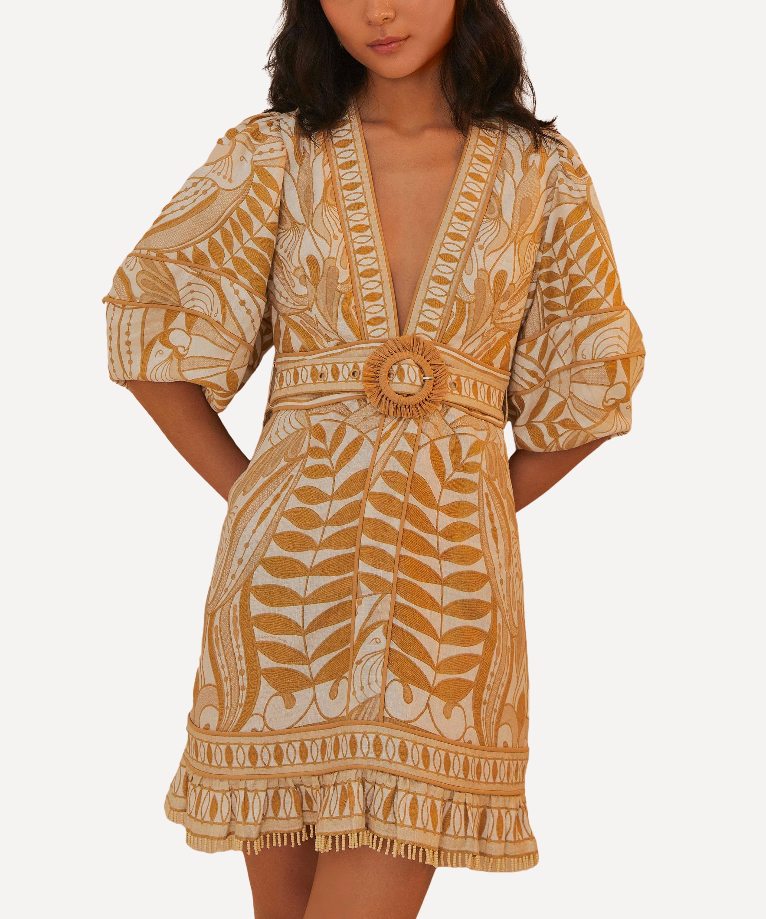 FARM Rio - Off-White Lace Nature Mini Dress image number 1