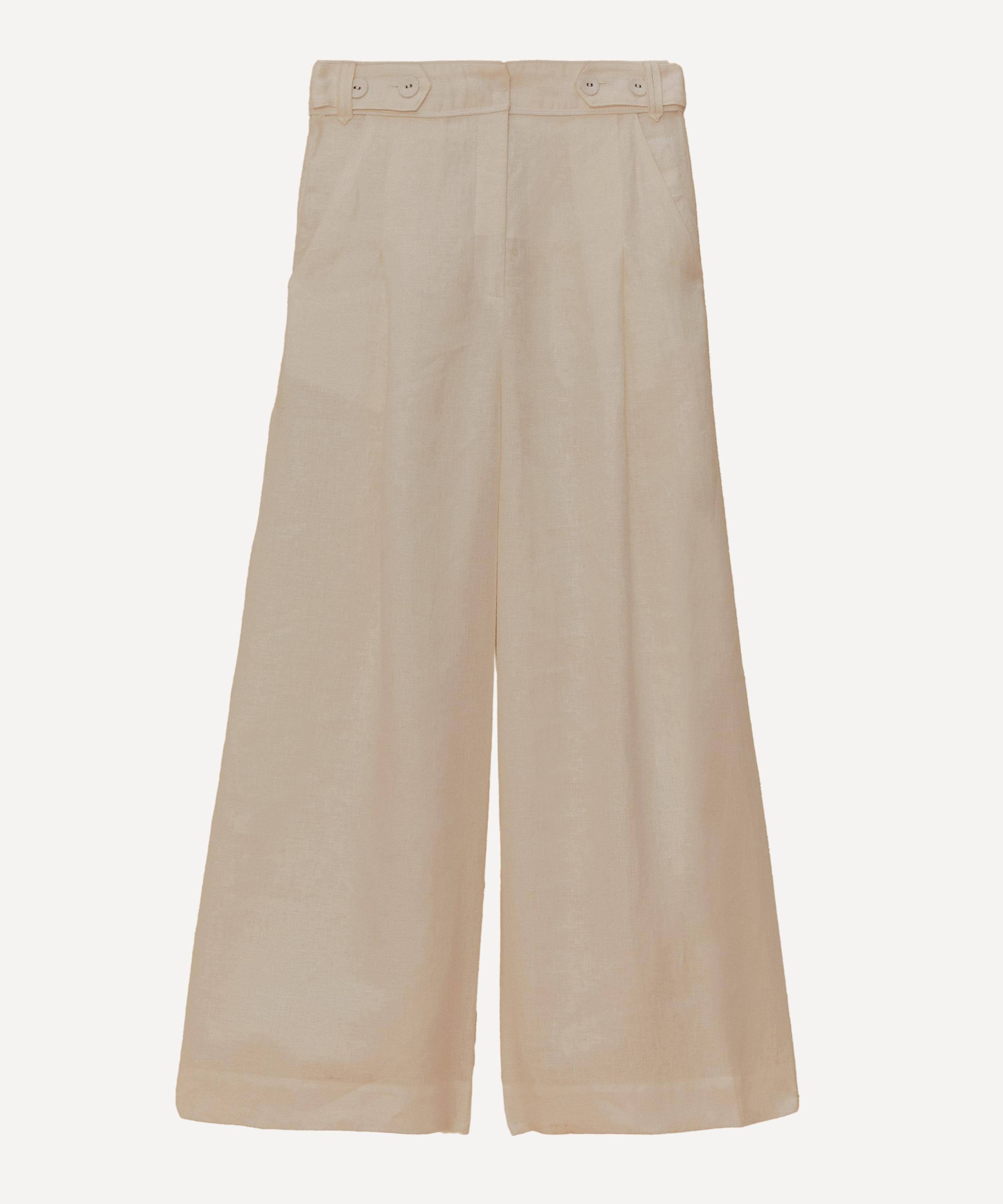 FARM Rio - Off-White High-Waisted Linen Trousers image number 0