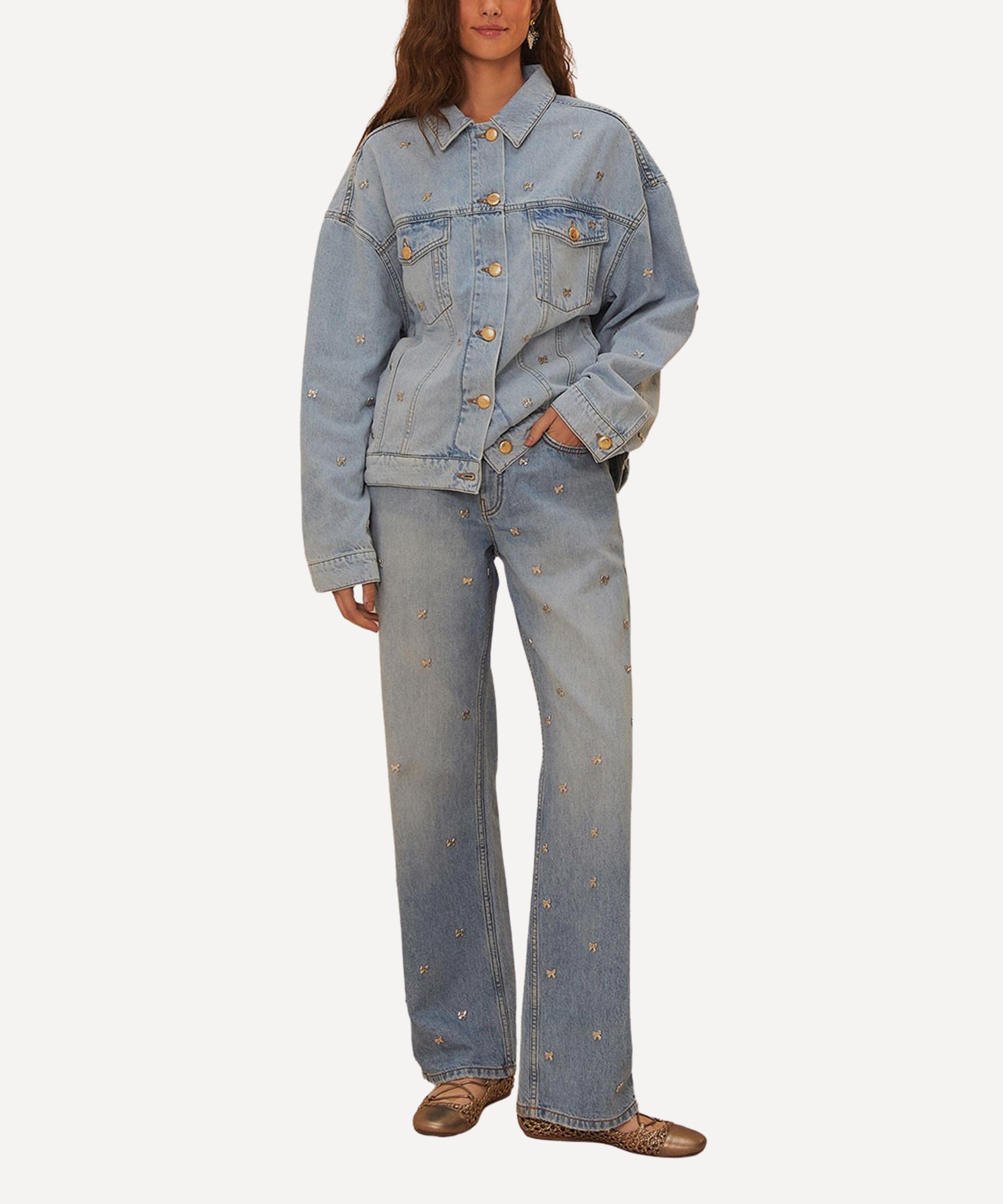 FARM Rio - Bows Embroidery Denim Jacket image number 0