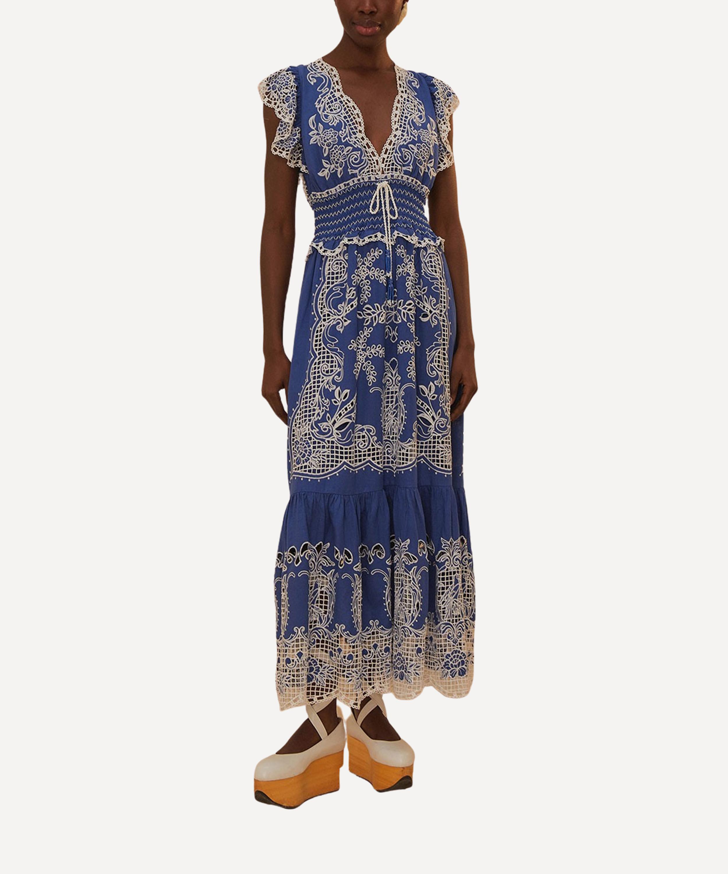 FARM Rio - Blue Romantic Richelieu Maxi Dress image number 0