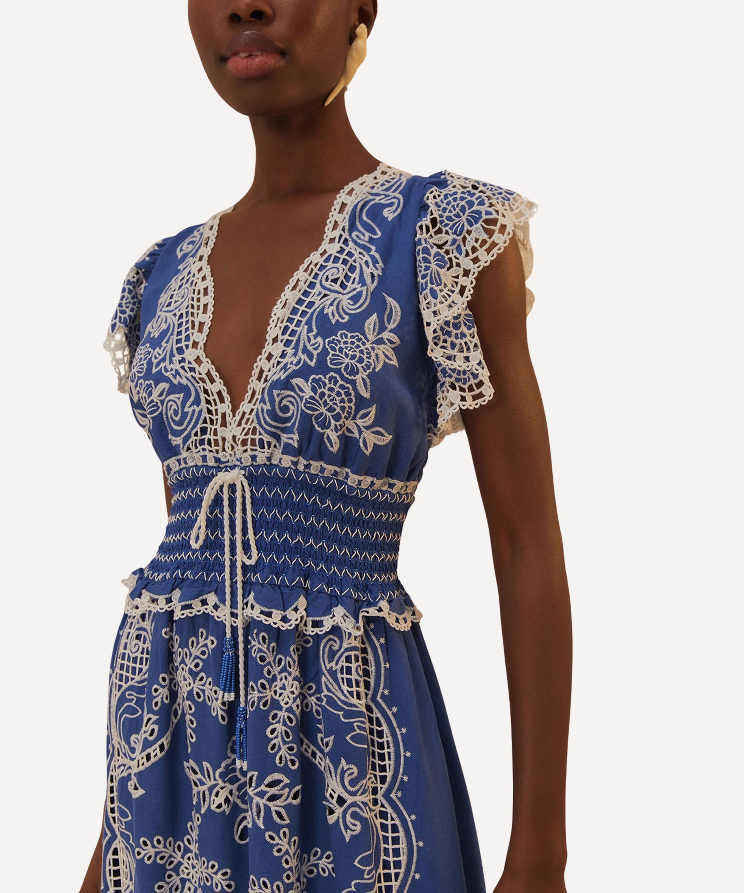 FARM Rio - Blue Romantic Richelieu Maxi Dress image number 2