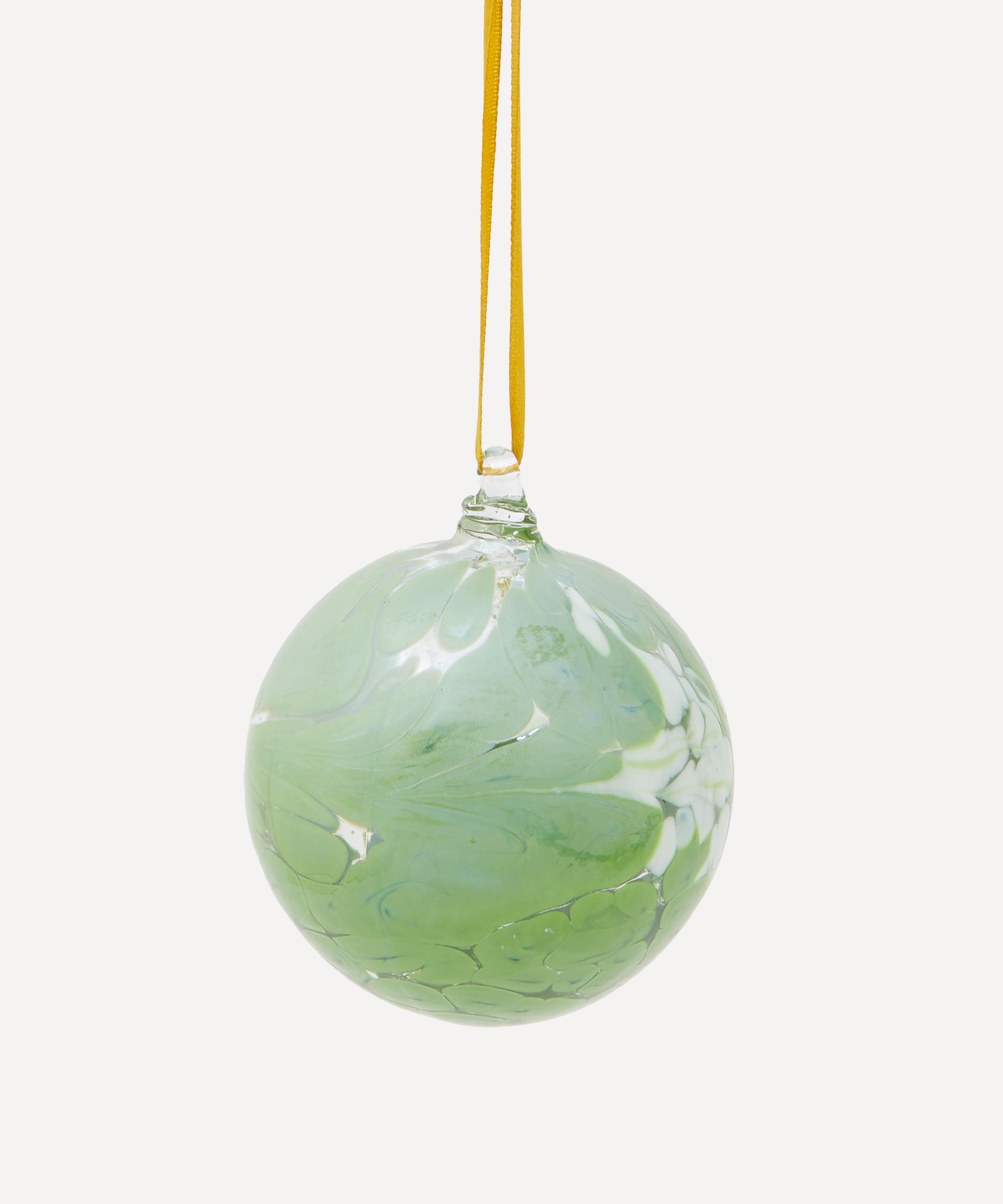 Christmas - Green Swirl Glass Bauble image number 0