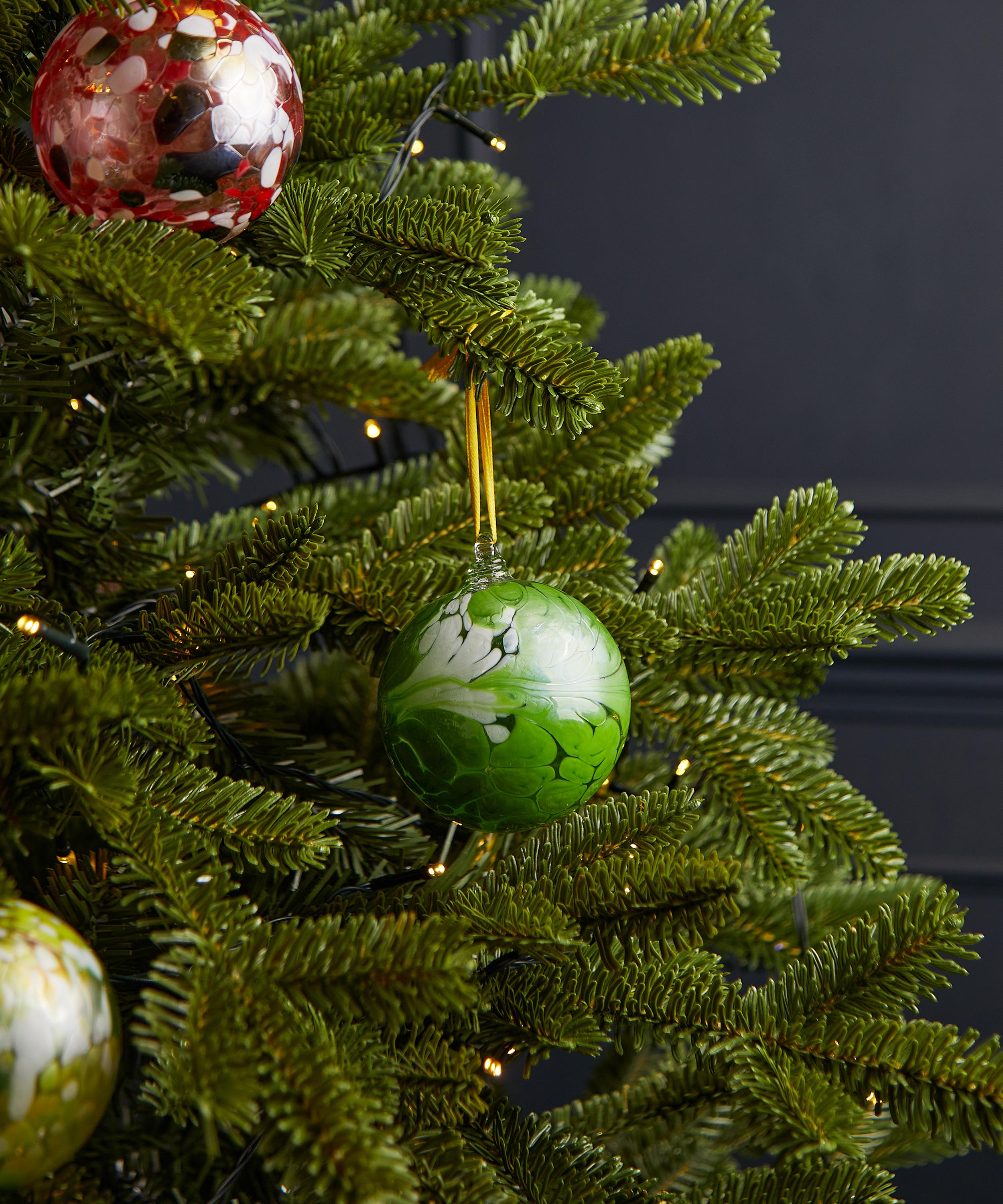 Christmas - Green Swirl Glass Bauble image number 1