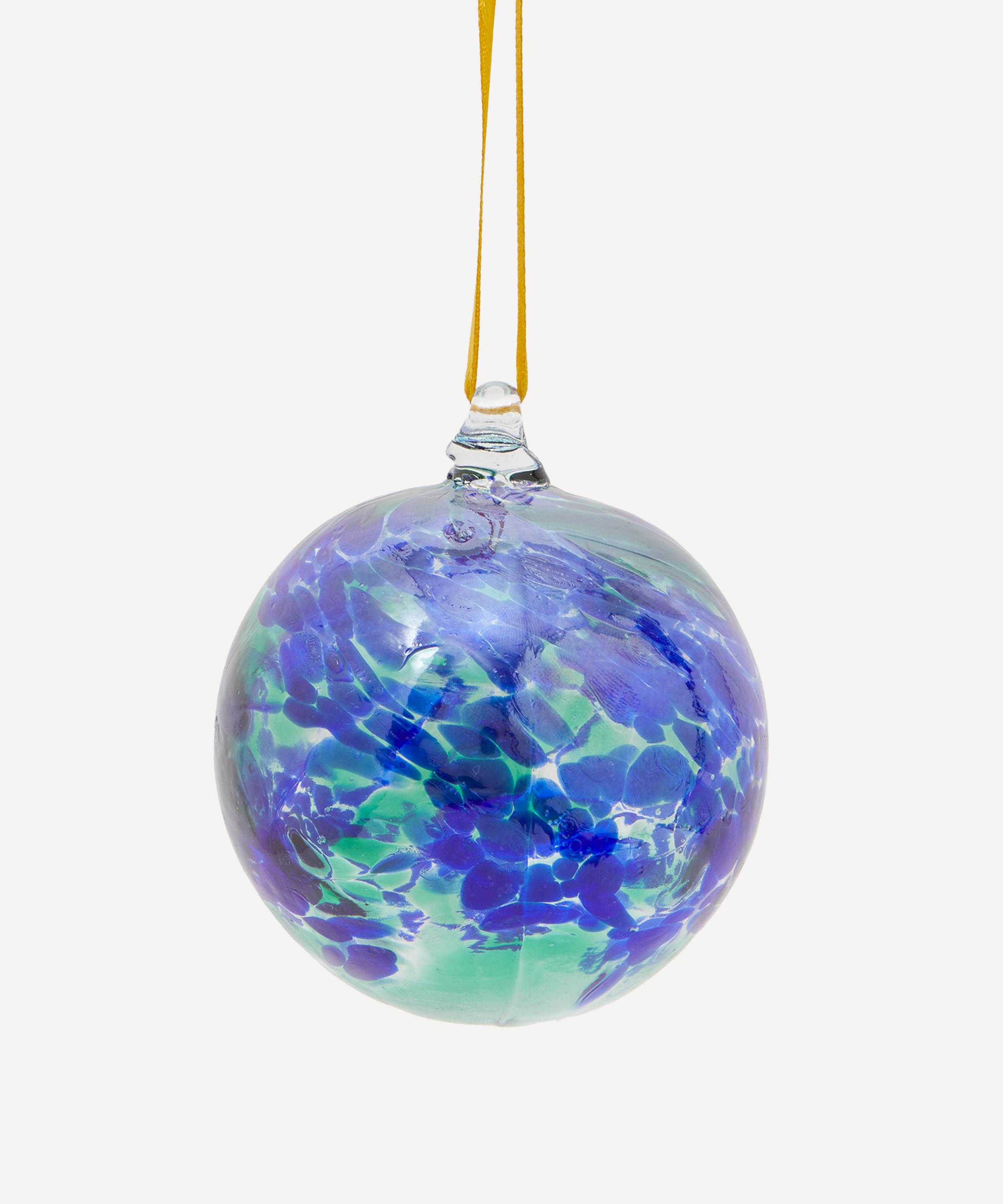 Christmas - Blue Swirl Glass Bauble image number 0