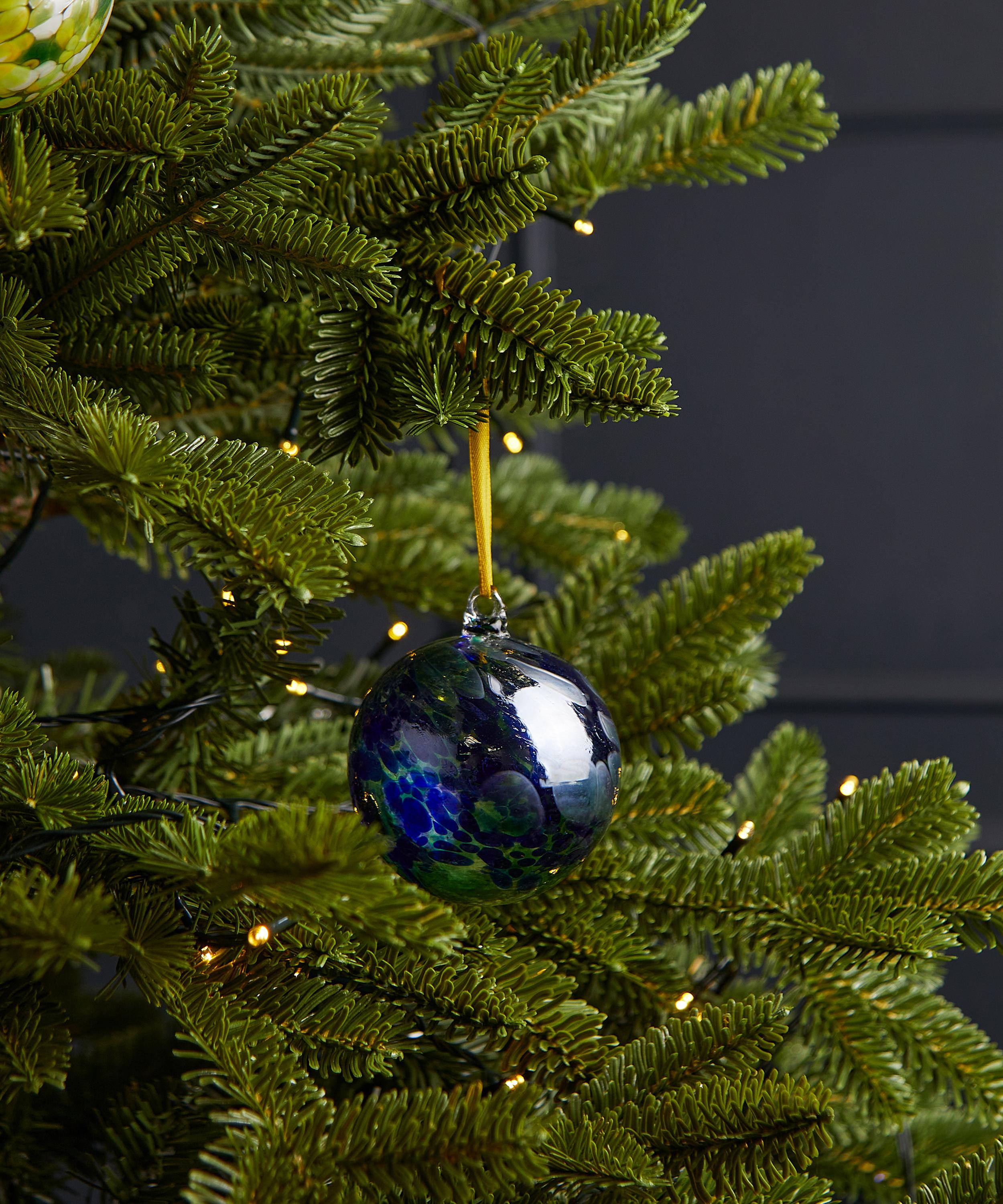 Christmas - Blue Swirl Glass Bauble image number 1