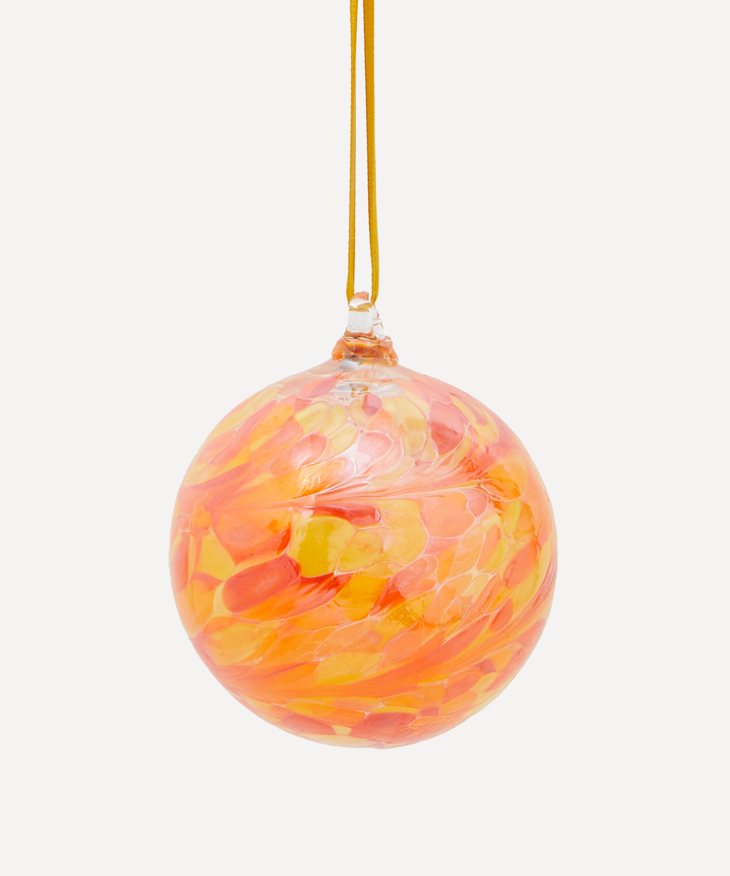 Christmas - Orange Swirl Glass Bauble image number 0