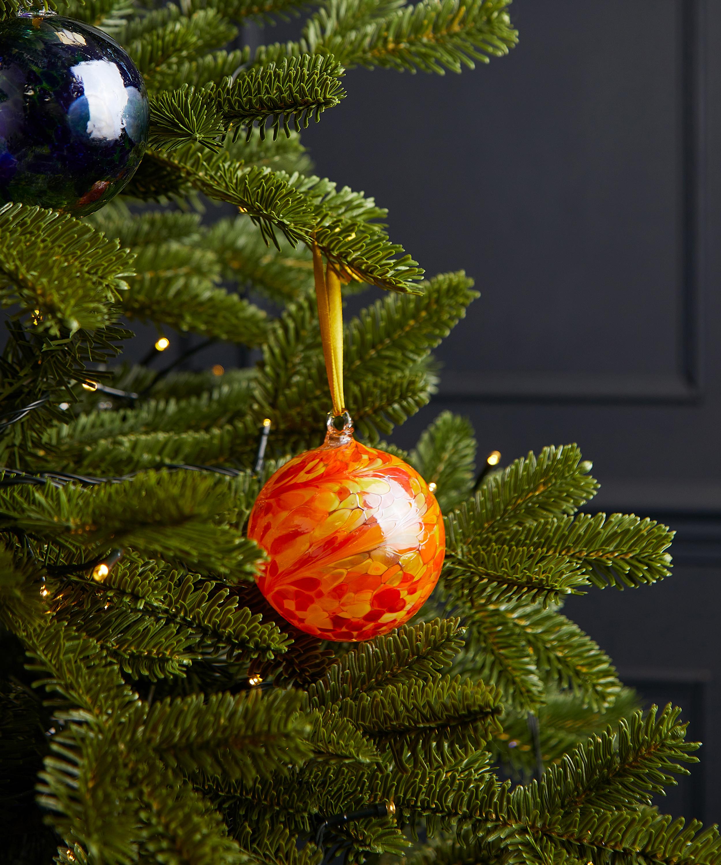 Christmas - Orange Swirl Glass Bauble image number 1