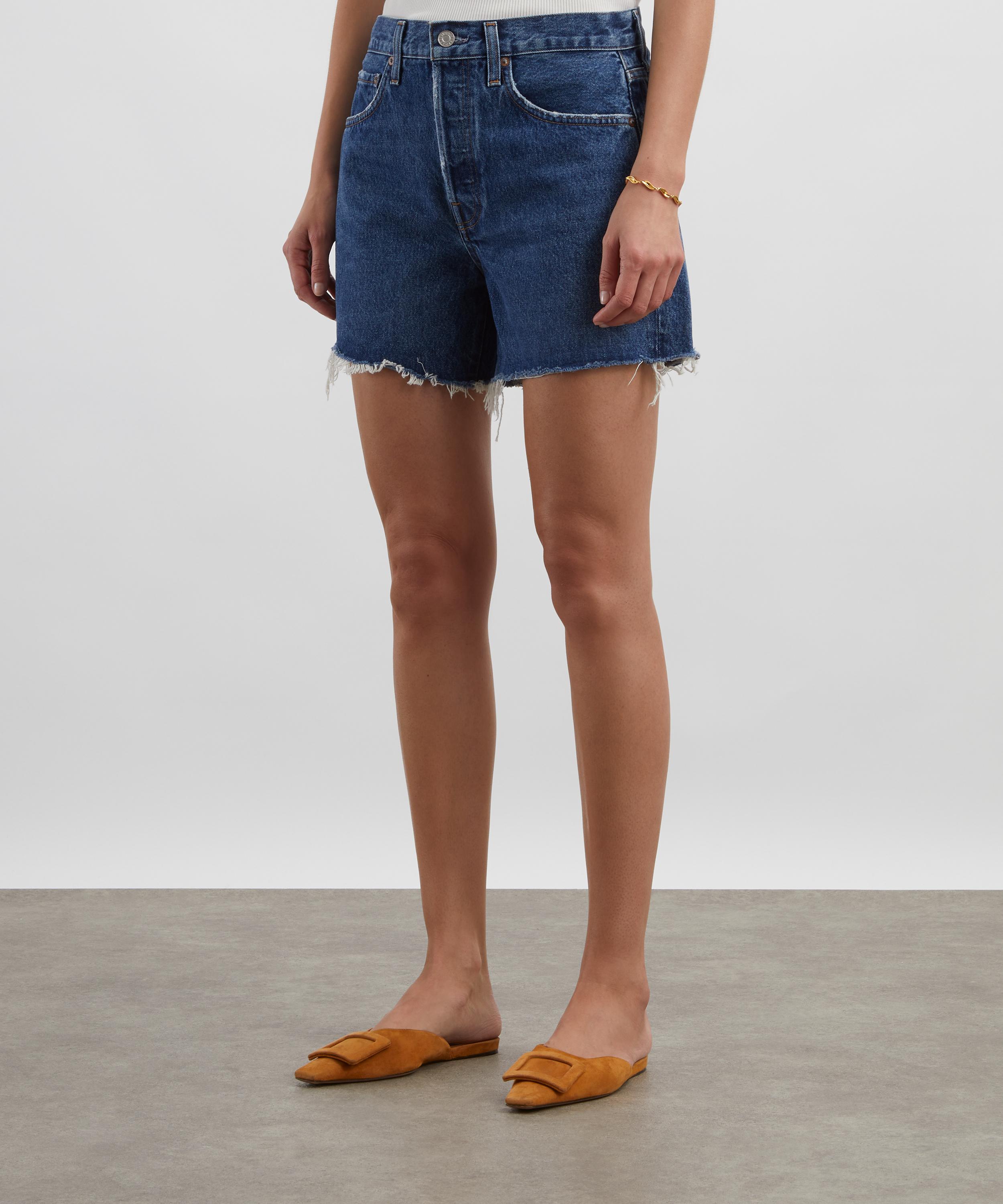 AGOLDE - Parker Long Denim Shorts in Caution image number 2