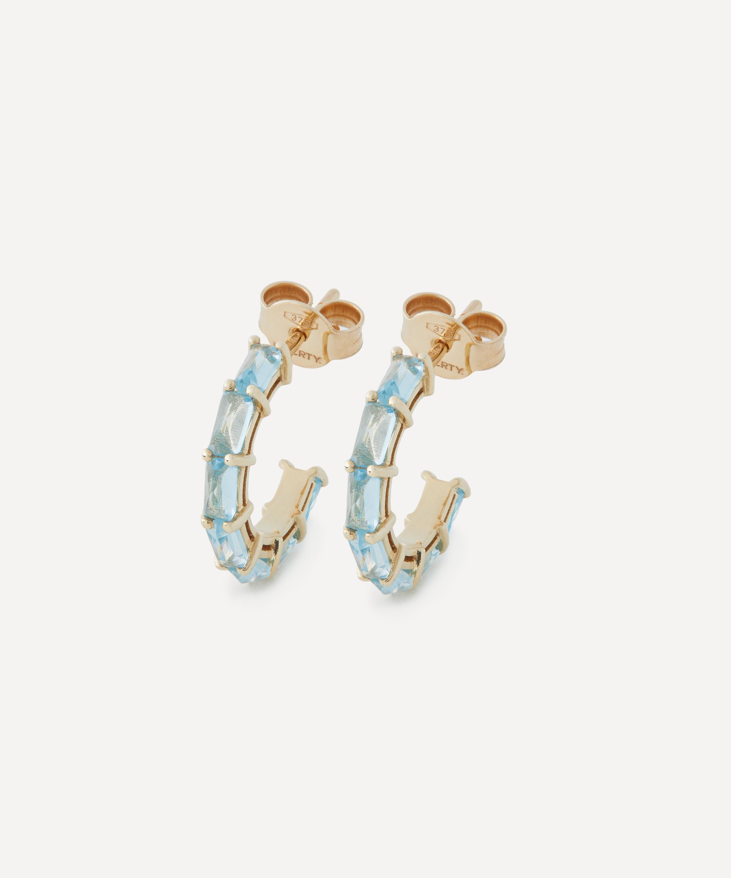 Liberty - 9ct Gold Waterfall Blue Swiss Topaz Hoop Earrings image number 0