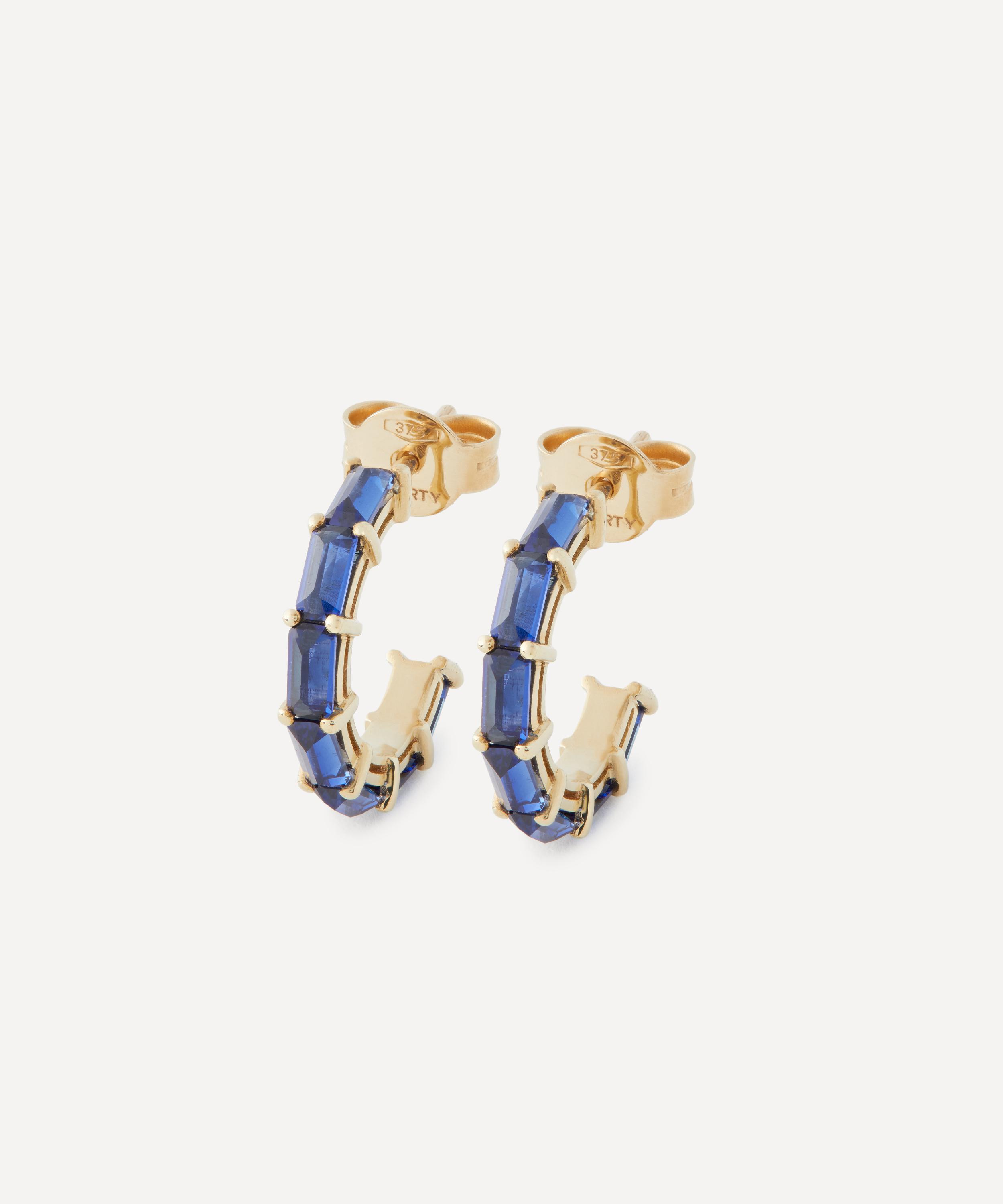 Liberty - 9ct Gold Waterfall Blue Sapphire Hoop Earrings