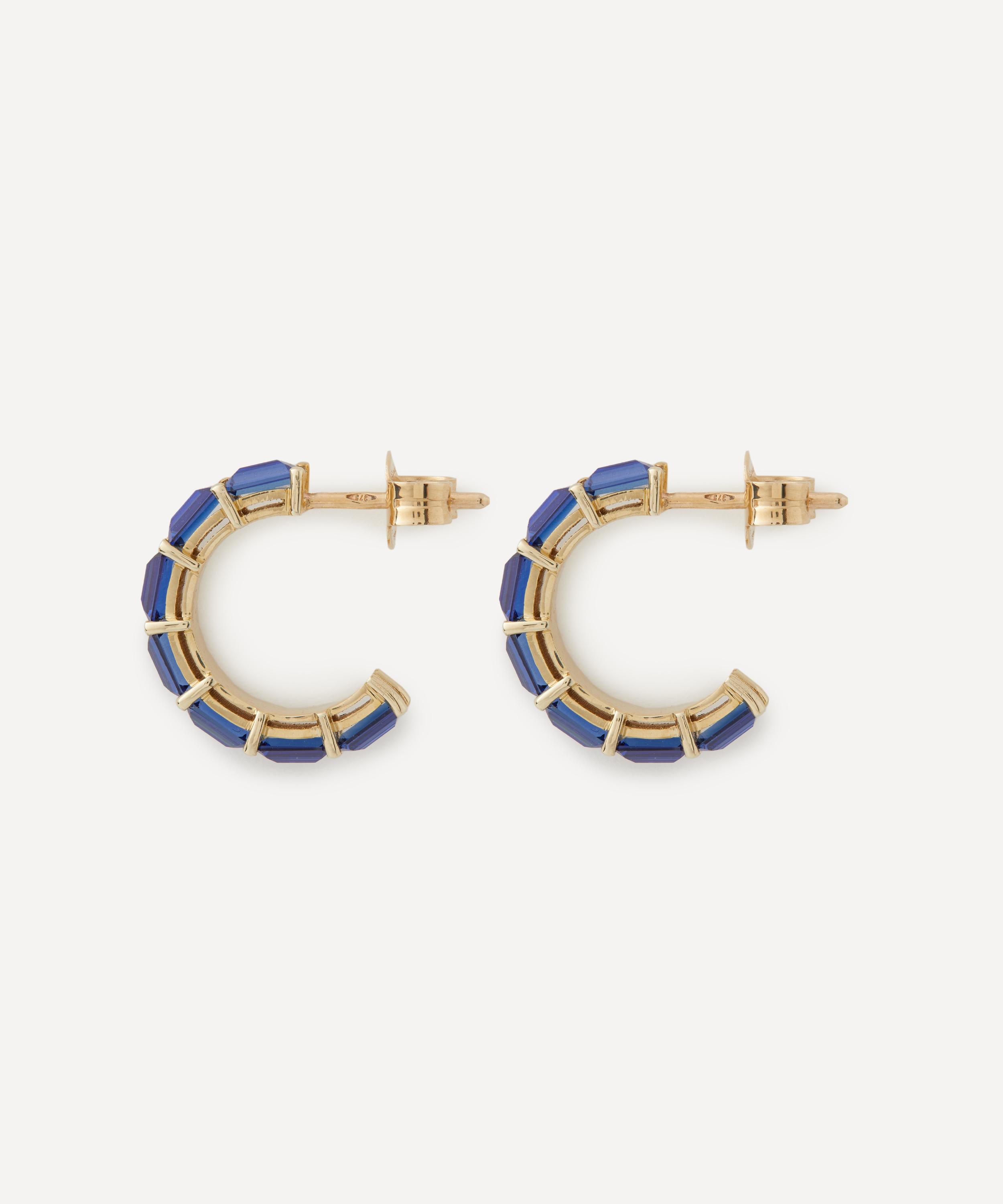 Liberty - 9ct Gold Waterfall Blue Sapphire Hoop Earrings image number 2