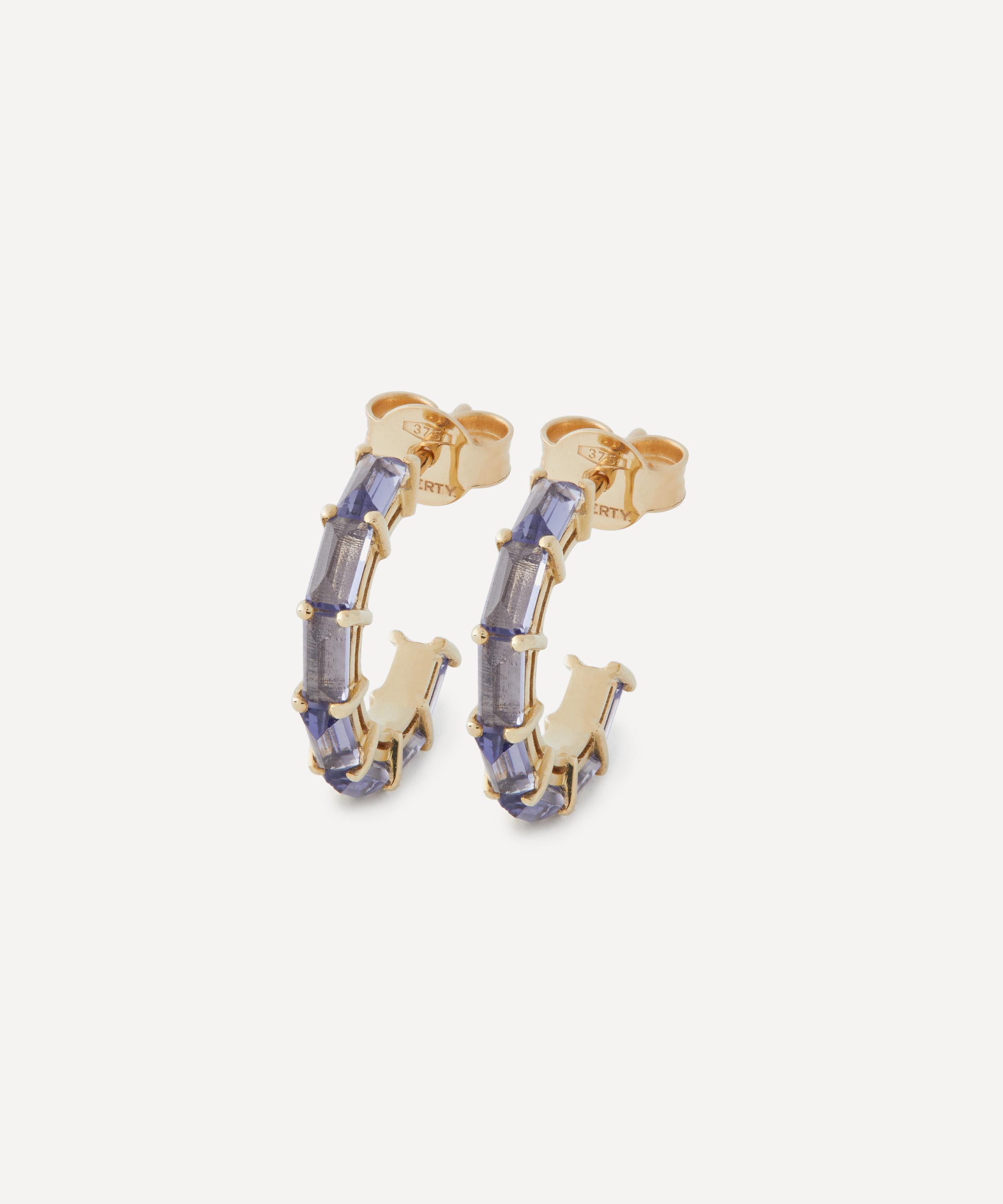 Liberty - 9ct Gold Waterfall Blue Iolite Hoop Earrings image number 0