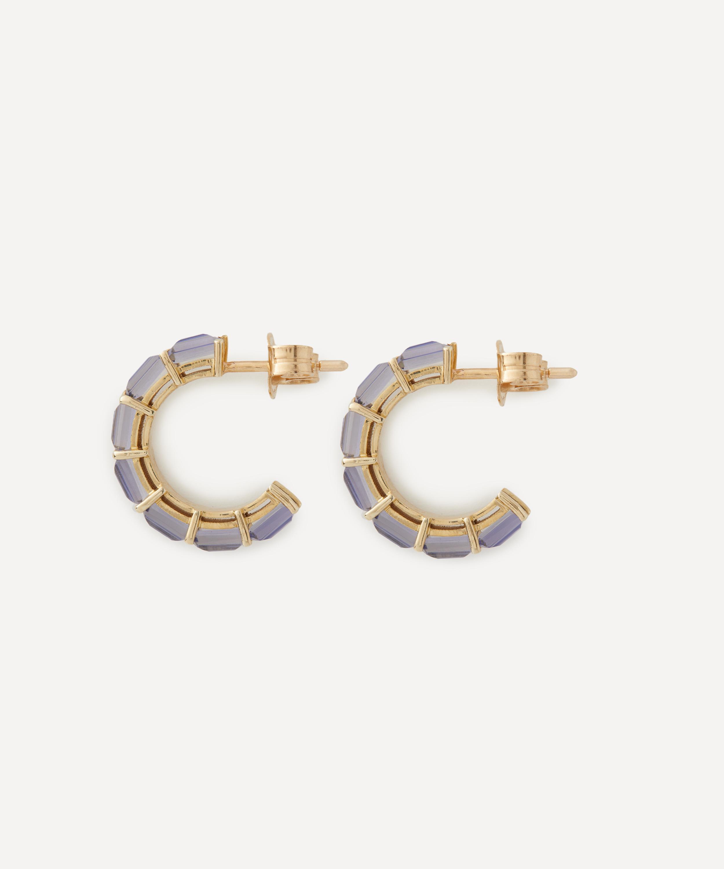 Liberty - 9ct Gold Waterfall Blue Iolite Hoop Earrings image number 2