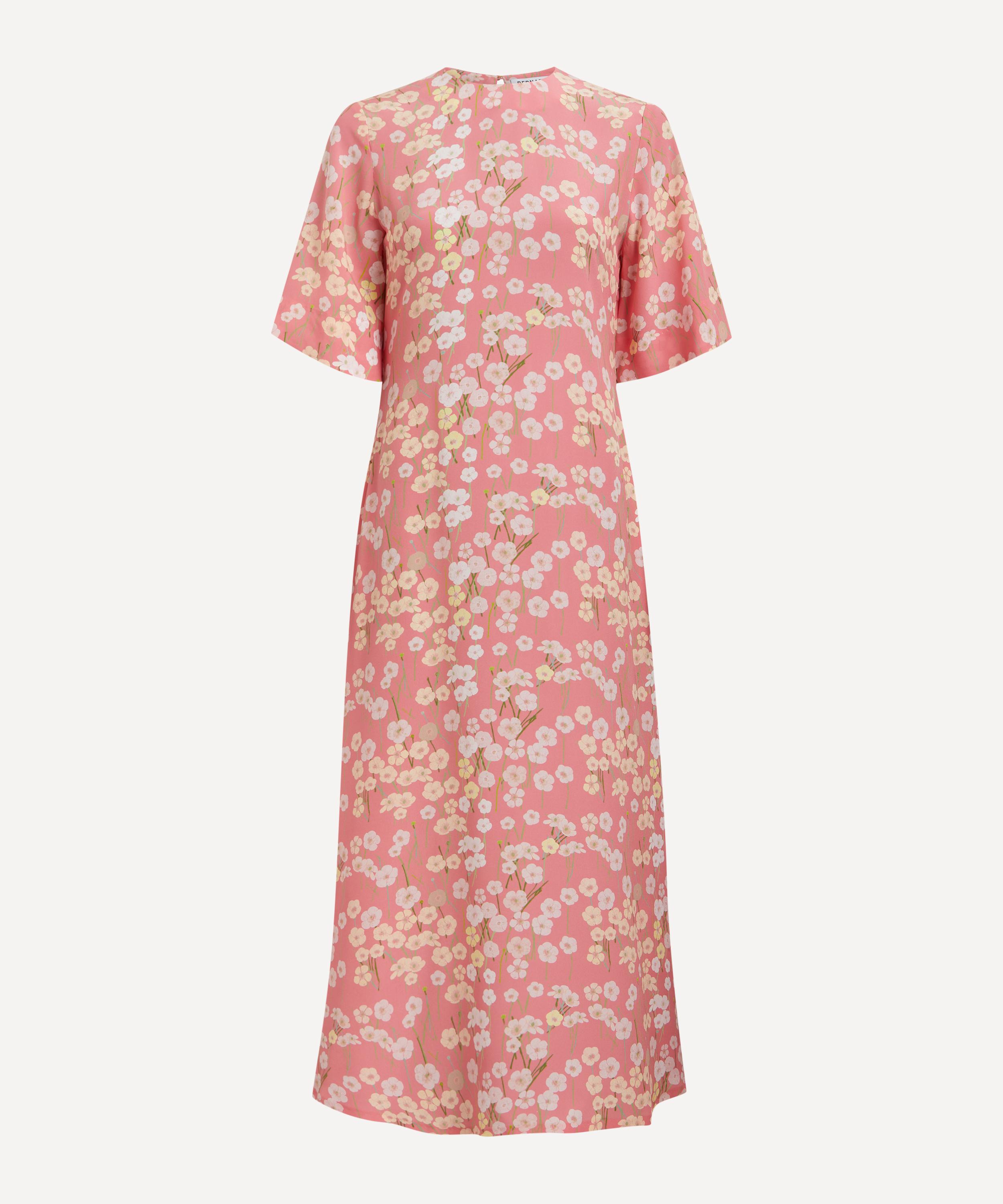 Bernadette - Marjorie Pink Buttercups Silk Dress image number 0