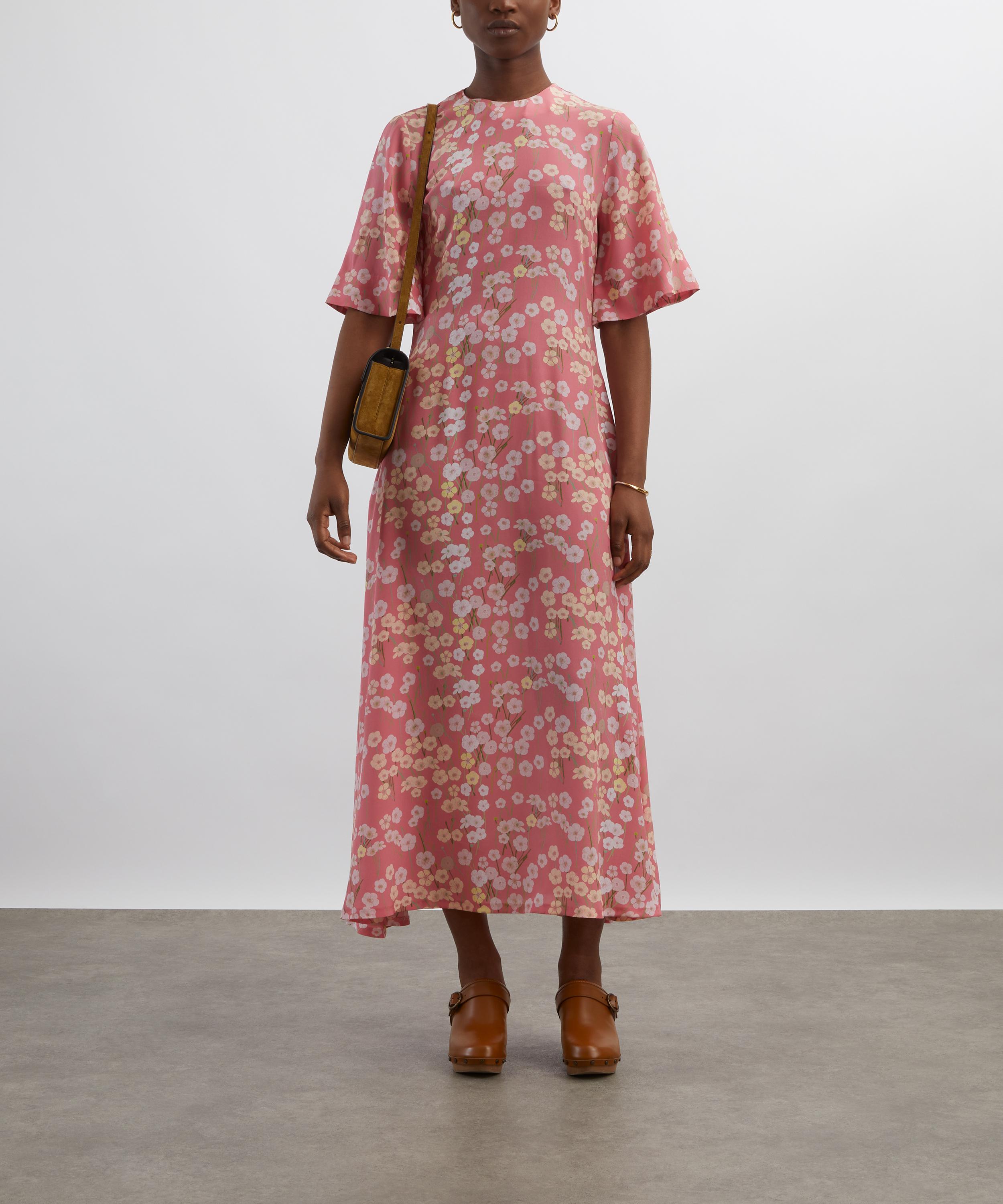 Bernadette - Marjorie Pink Buttercups Silk Dress image number 1