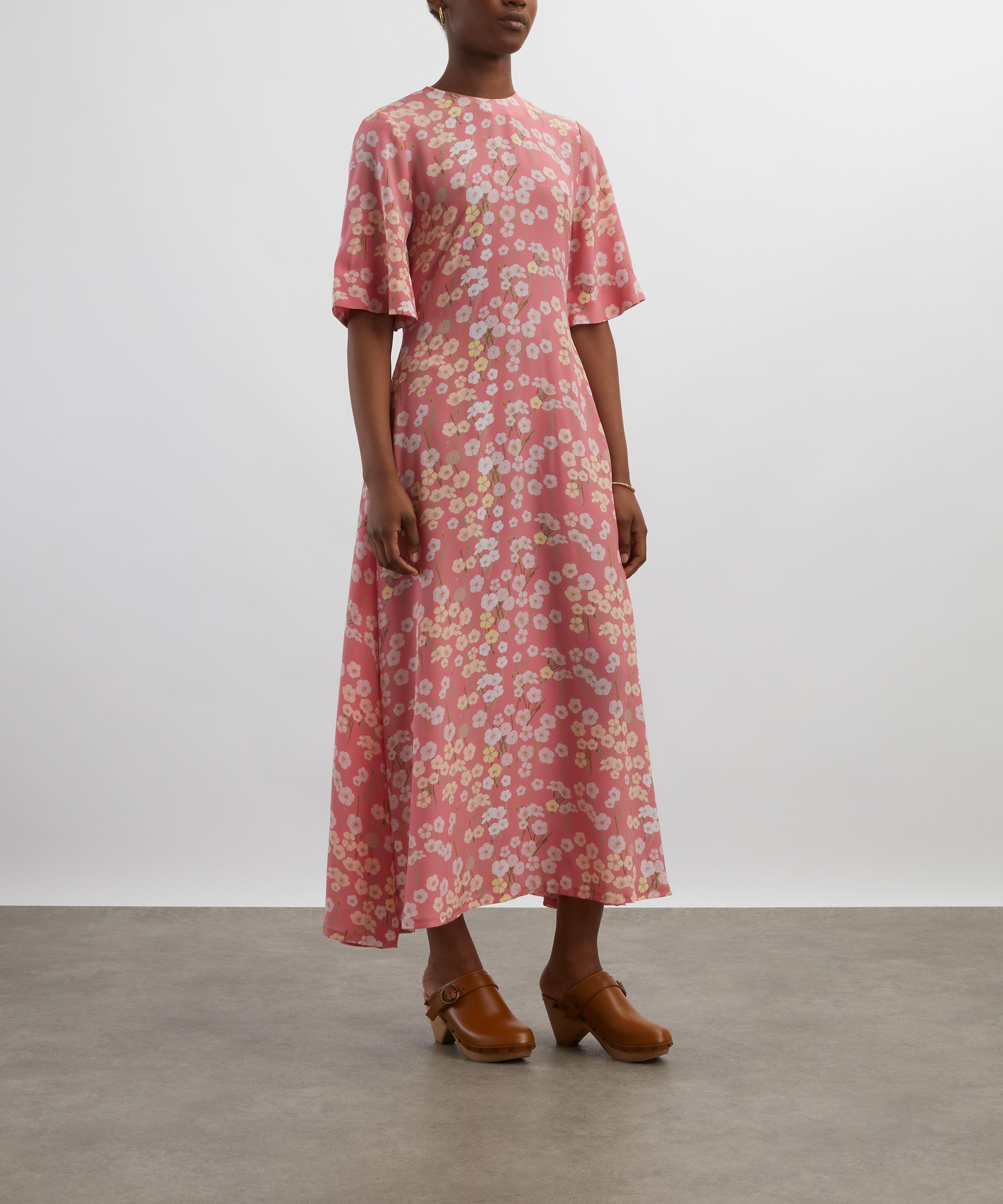 Bernadette - Marjorie Pink Buttercups Silk Dress image number 2