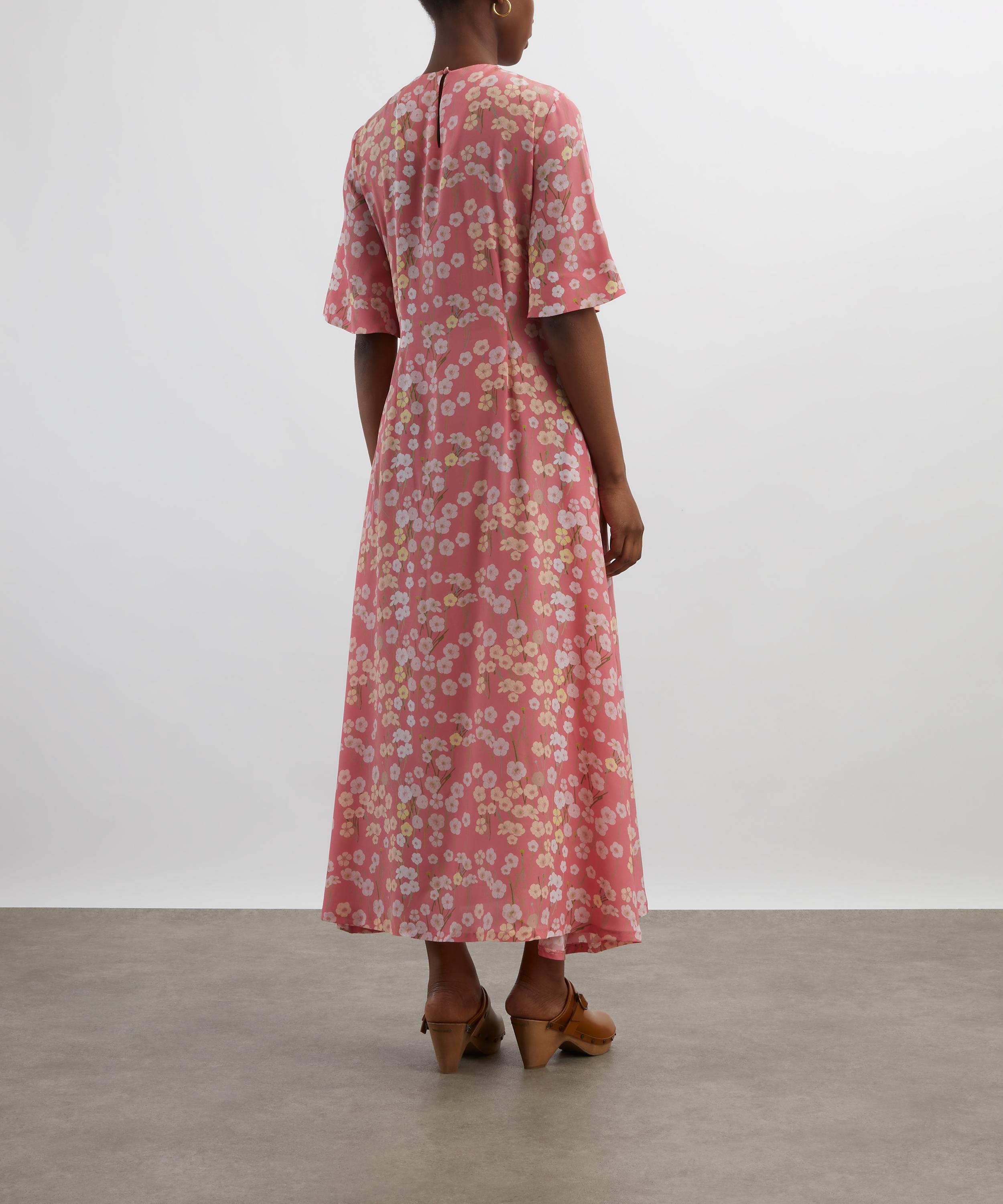 Bernadette - Marjorie Pink Buttercups Silk Dress image number 3