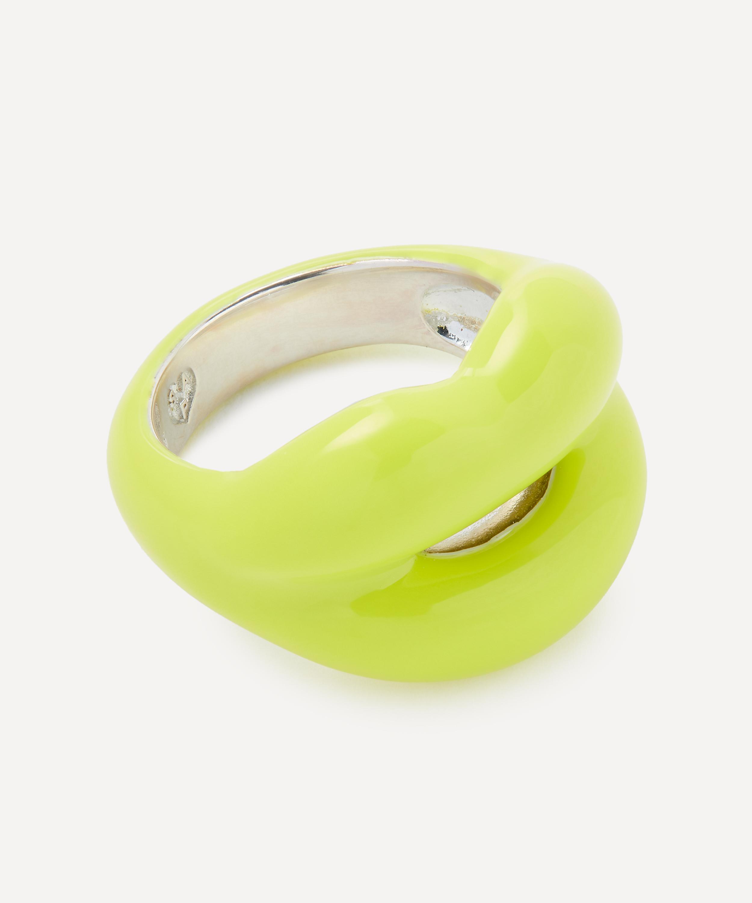 Solange Azagury-Partridge - Sterling Silver Neon Yellow Hotlips Ring image number 1
