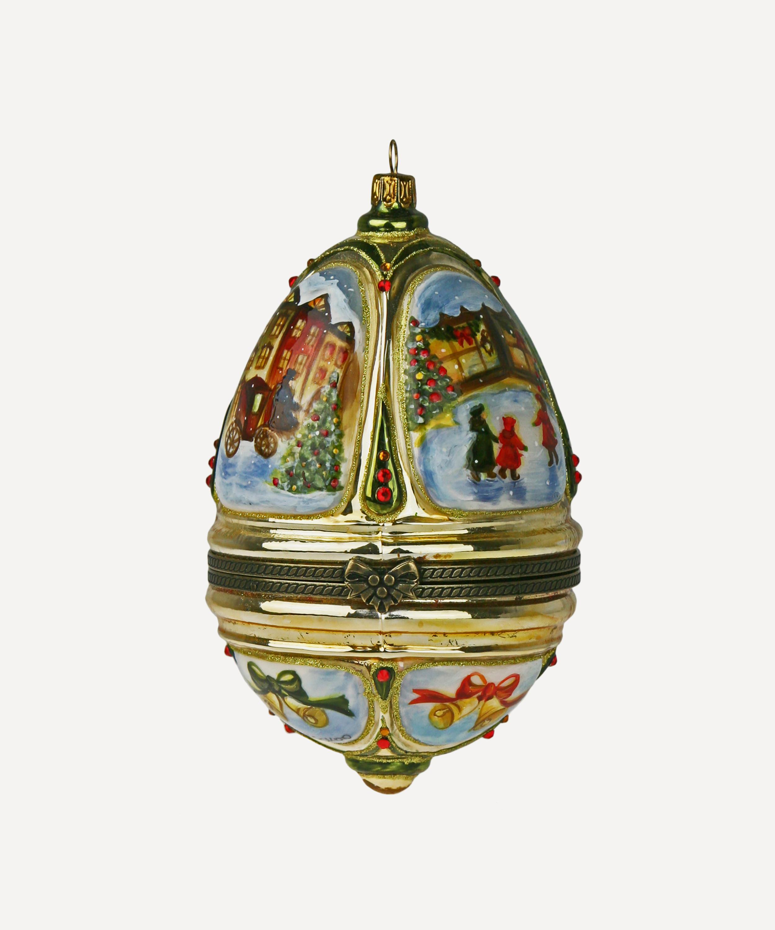 Christmas - Hinged Egg with Christmas Tree Glass Ornament image number 0